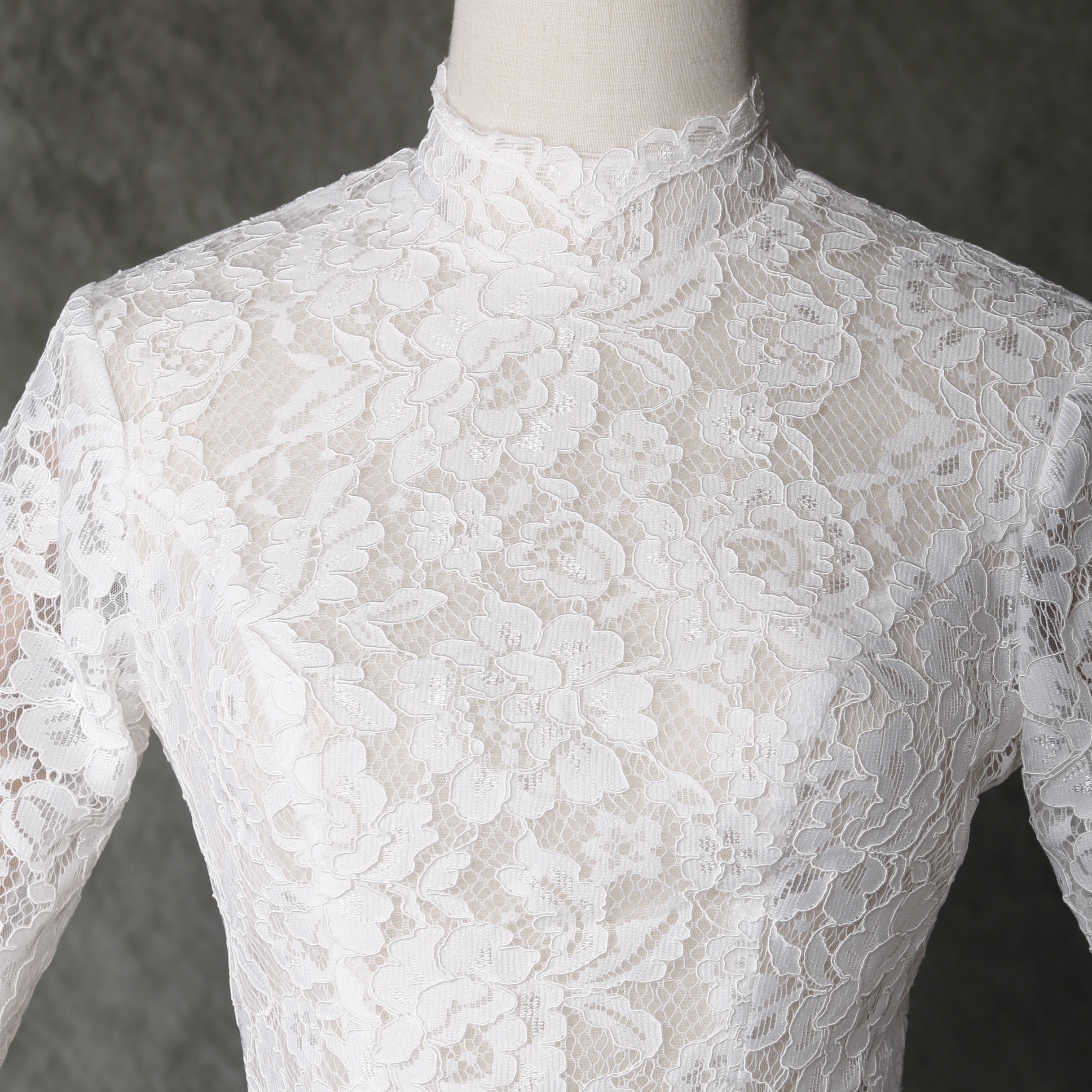 ボレロ ロングスリーブ くるみボタン 上品花レース 花嫁 ウェディングドレス ハンドメイド