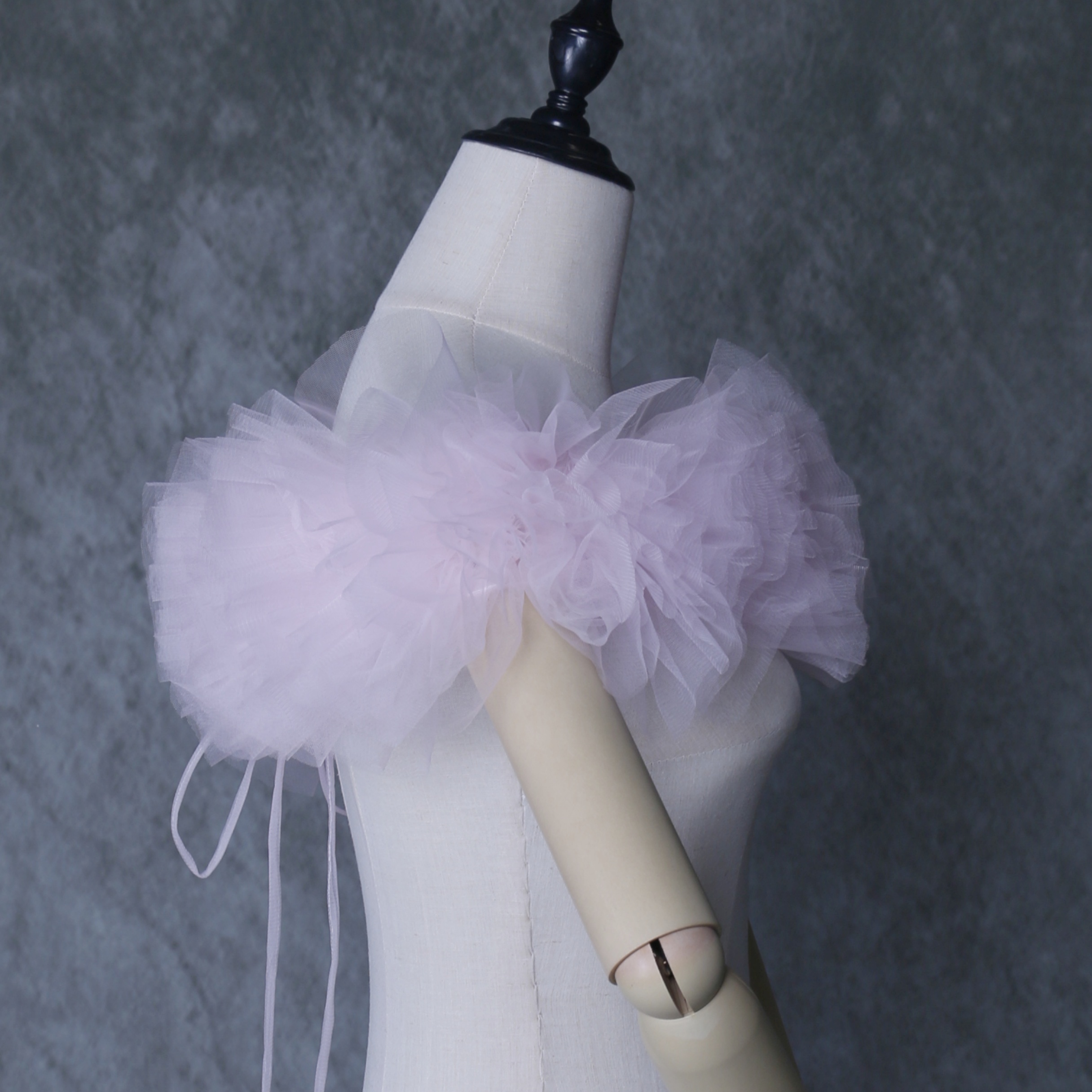 取り外しオフショルダー ピンク 編み上げ ソフトチュール 色直し 花嫁/ウェディングドレス