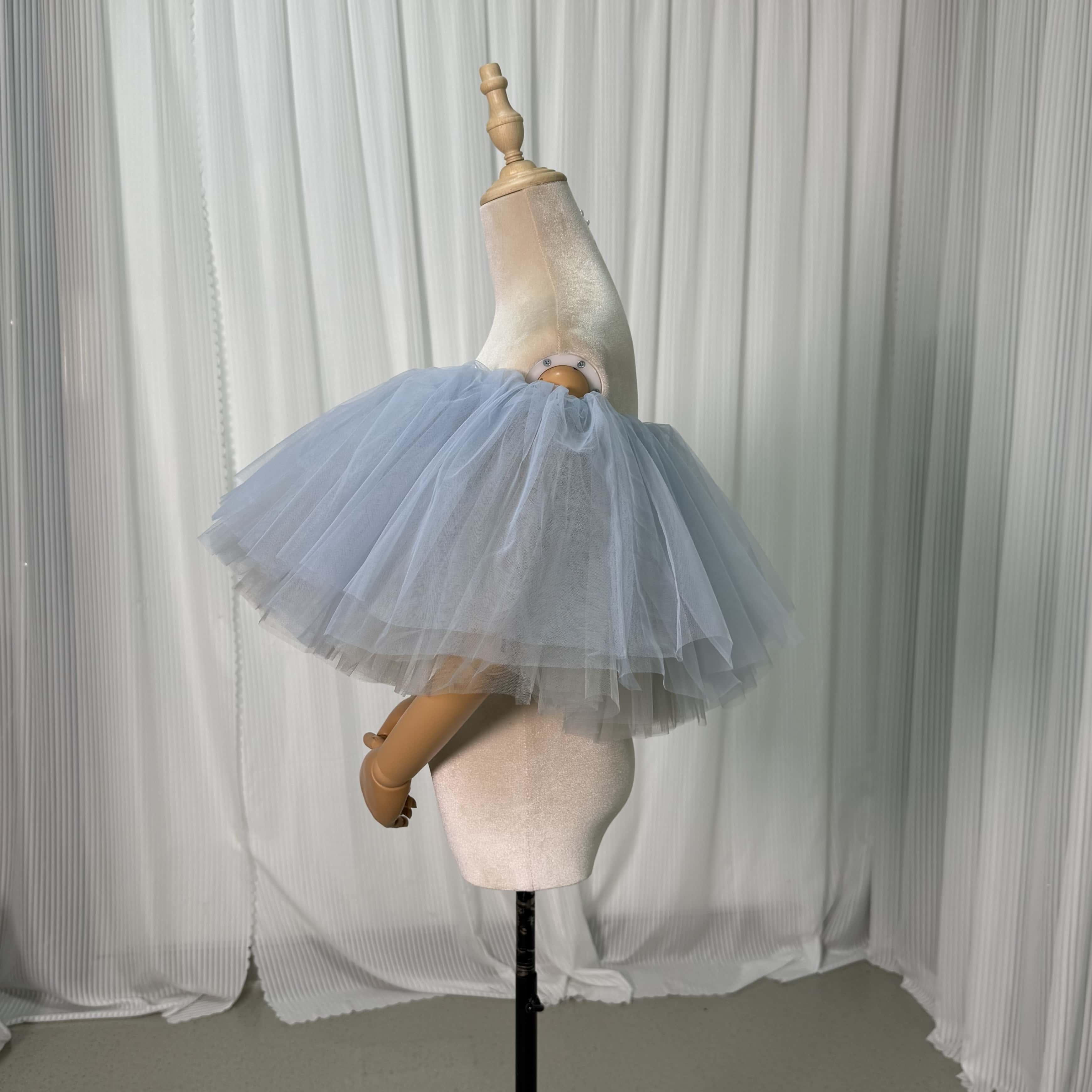 取り外しオフショルダー ブルー ソフトチュール ストレッチ 花嫁/ウェディングドレス