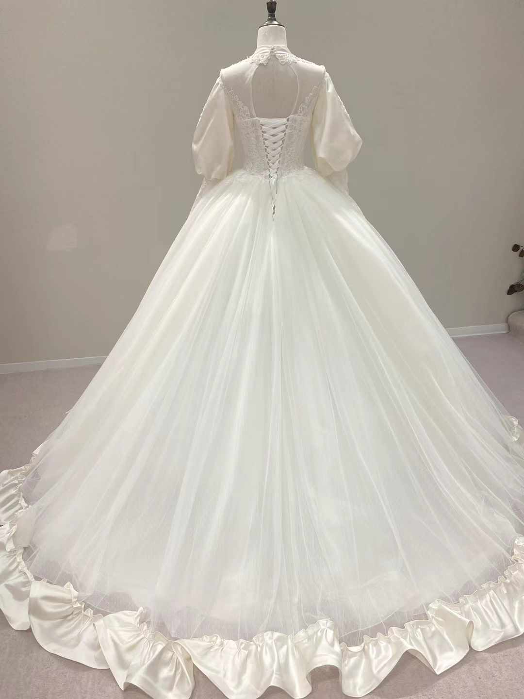 フランス風 ウェディングドレス 七分袖丈 プリンセスライン 绮丽な 披露宴/結婚式