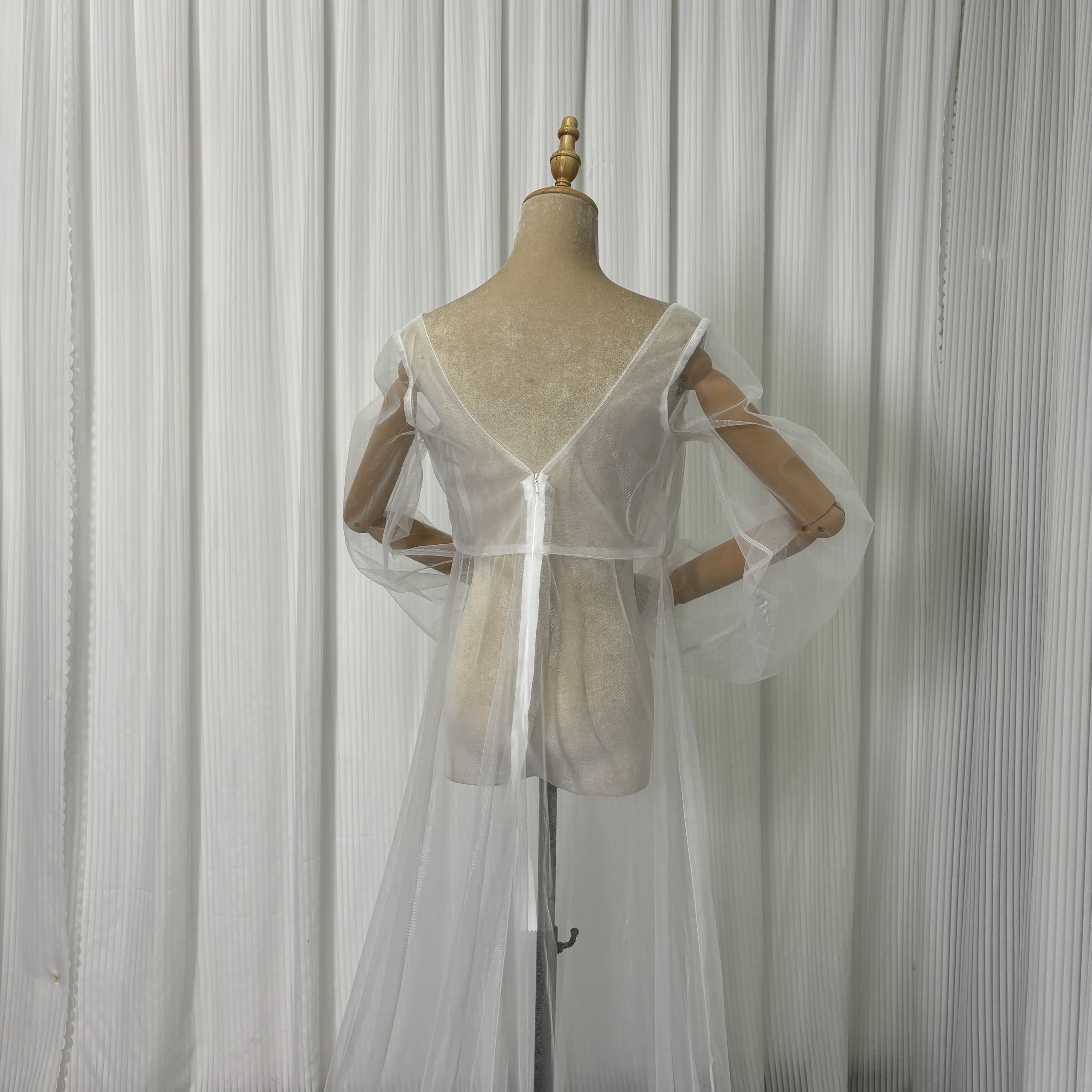 オーバードレス Vネック ロングスリーブ ファスナー オートクチュール 前撮り 結婚式 マタニティドレス