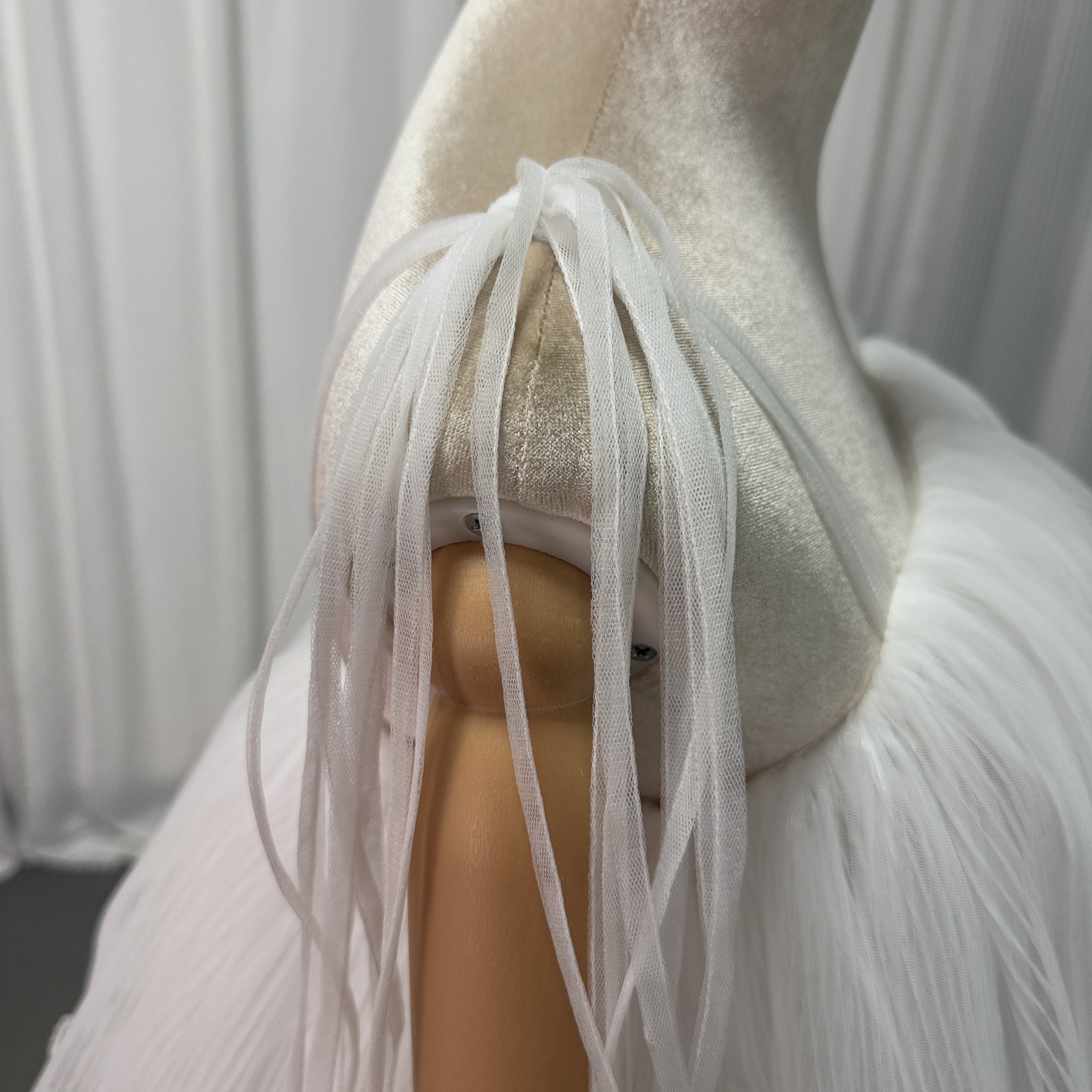 ウエディングドレス オーバードレス キャミソール プリーツスカート ふわふわ オフホワイト 色直し