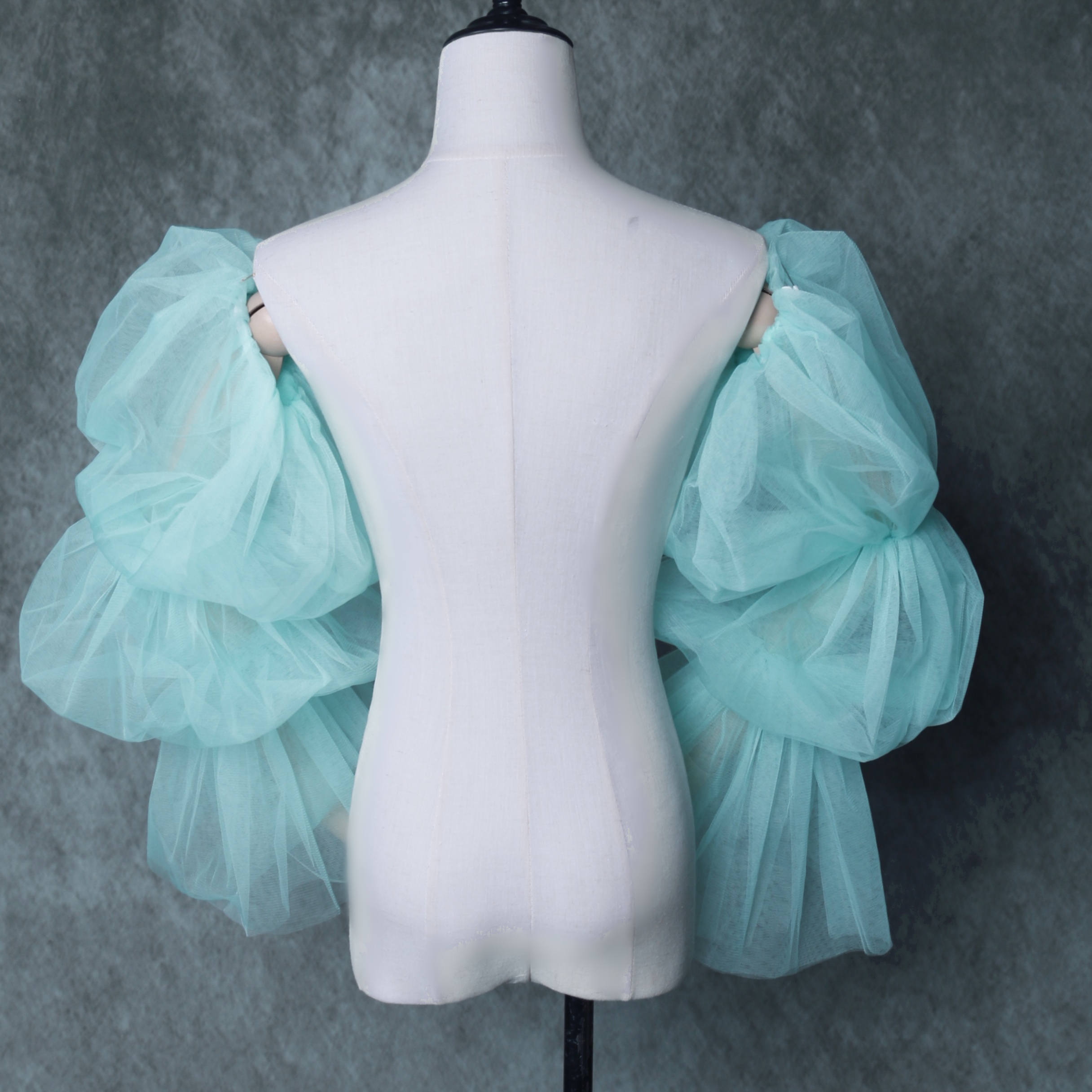 取り外し袖 グリーン ソフトチュール 上品透け袖 ウエディングドレス 可愛い