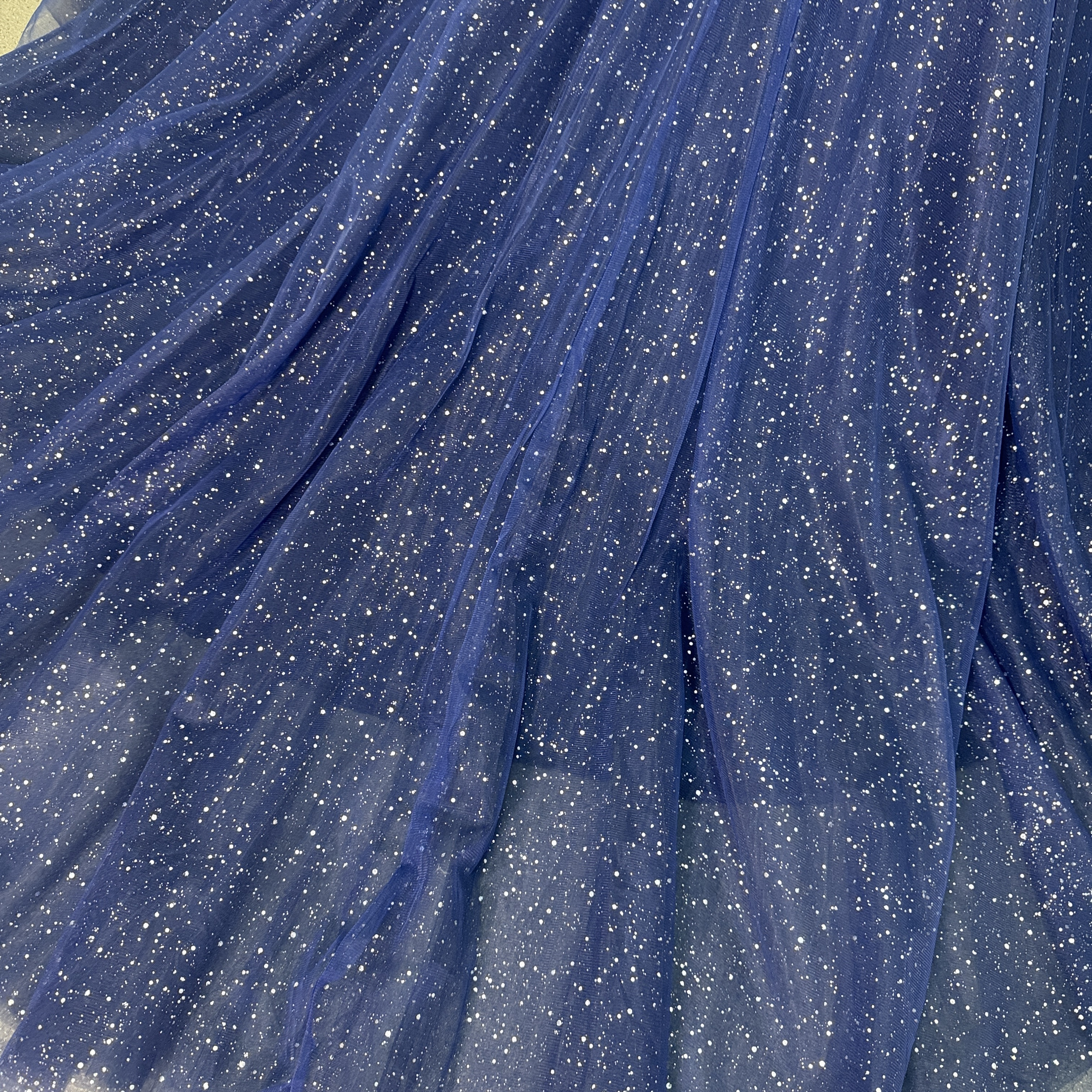 カラードレス ネイビー オフショルダー キラキラチュール フレアスカート 豪華なバックリボン 披露宴