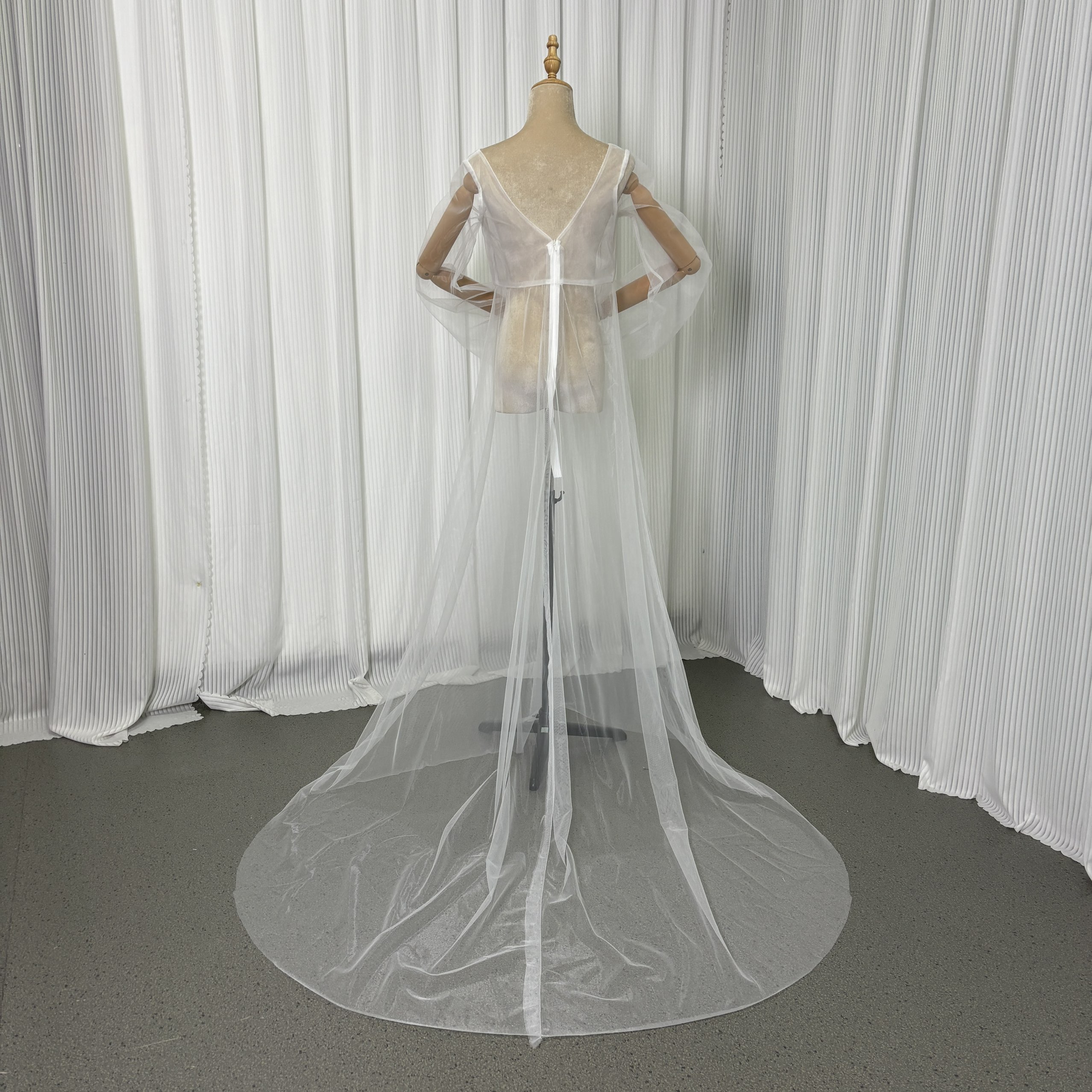 オーバードレス Vネック ロングスリーブ ファスナー オートクチュール 前撮り 結婚式 マタニティドレス