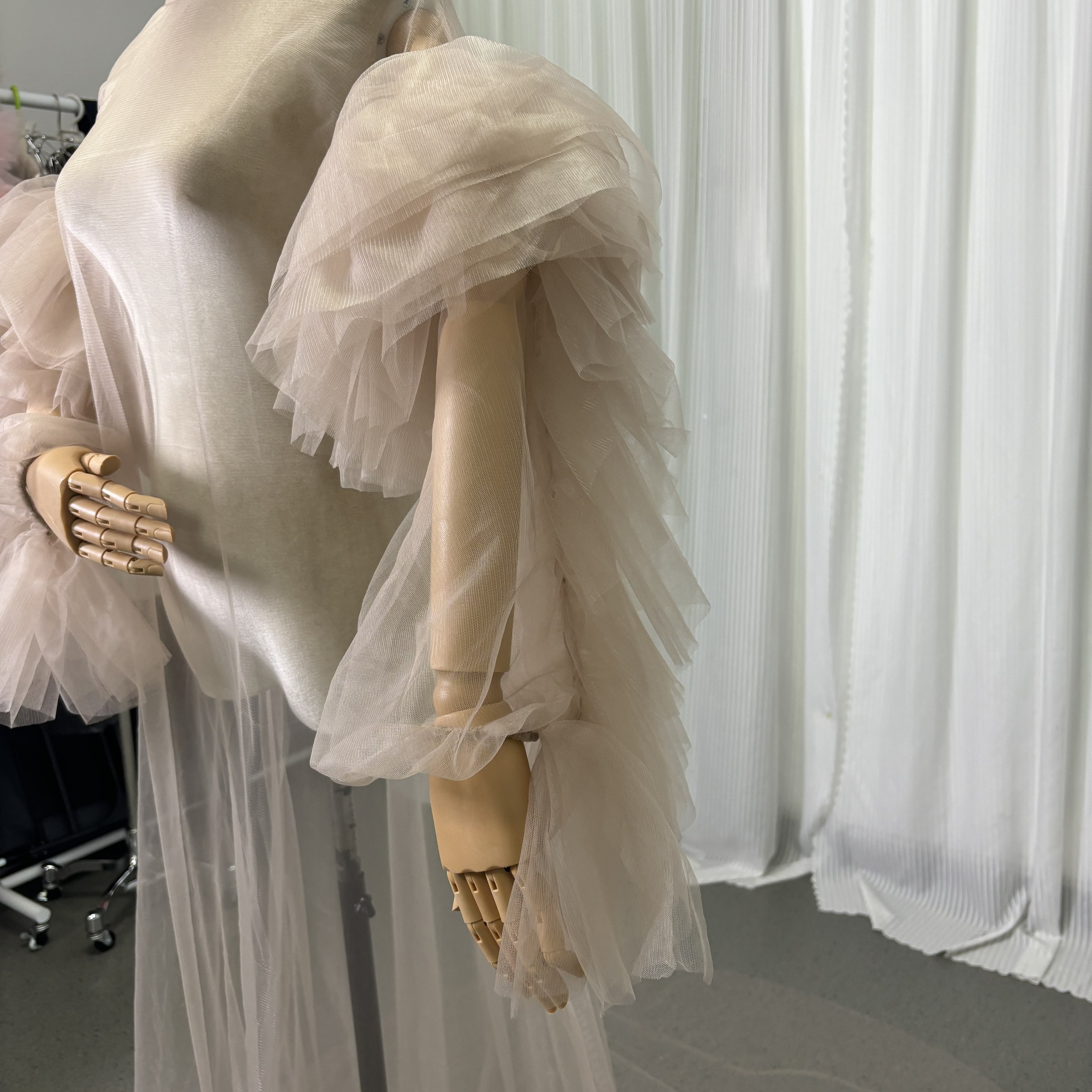 オーバードレス ブラウン 長袖 ラッフルフリル オートクチュール エレガント 前撮り