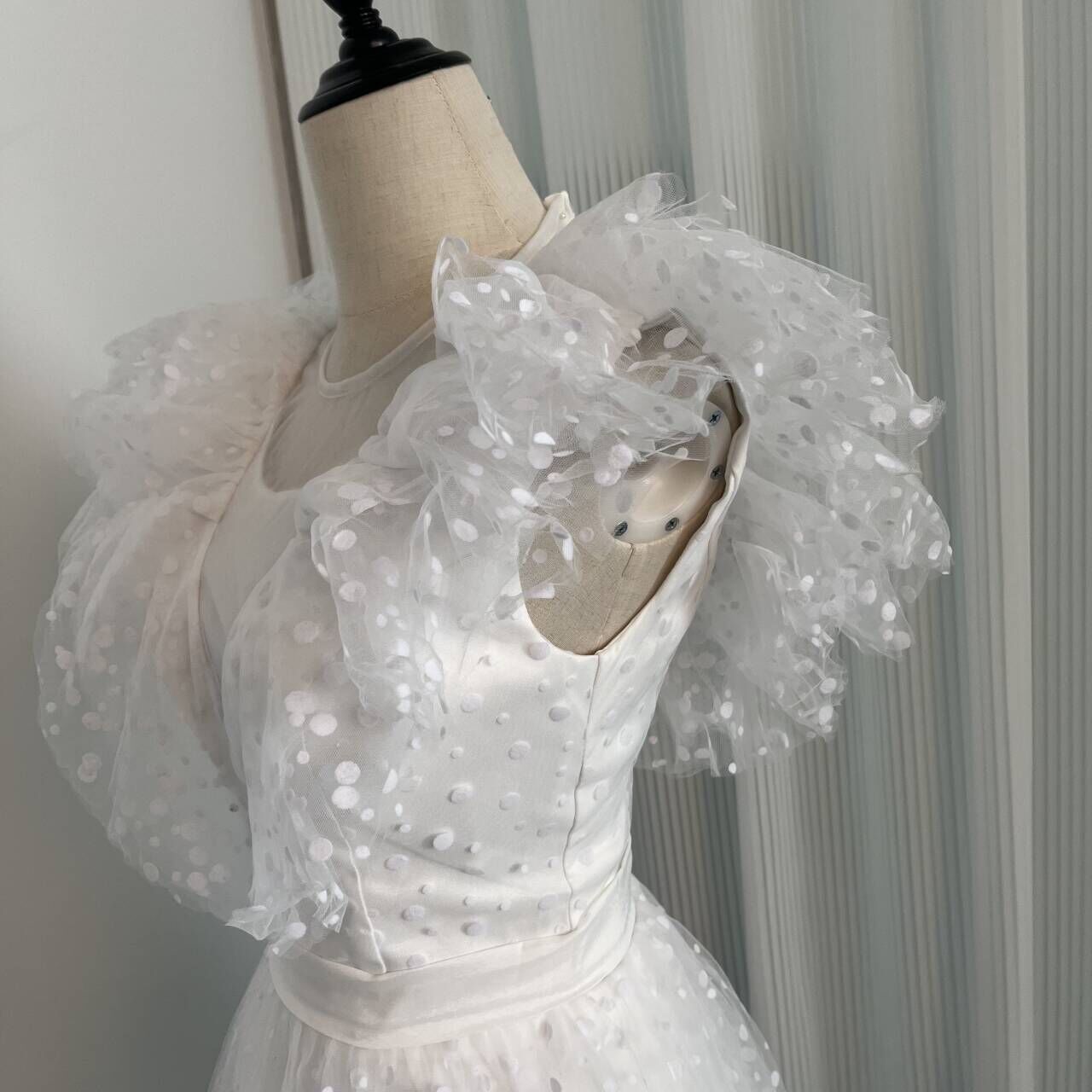 エレガント ホワイト プリンセスライン ひざ丈ドレス ワンピース パーティー 結婚式/披露宴