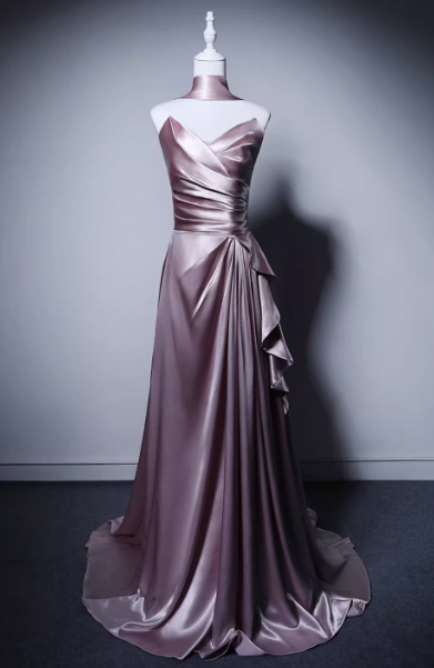 カラードレス ローズピンク ベアトップ 優雅なシルエット 光沢感 ラッフルフリル ミニトレーン 二次会