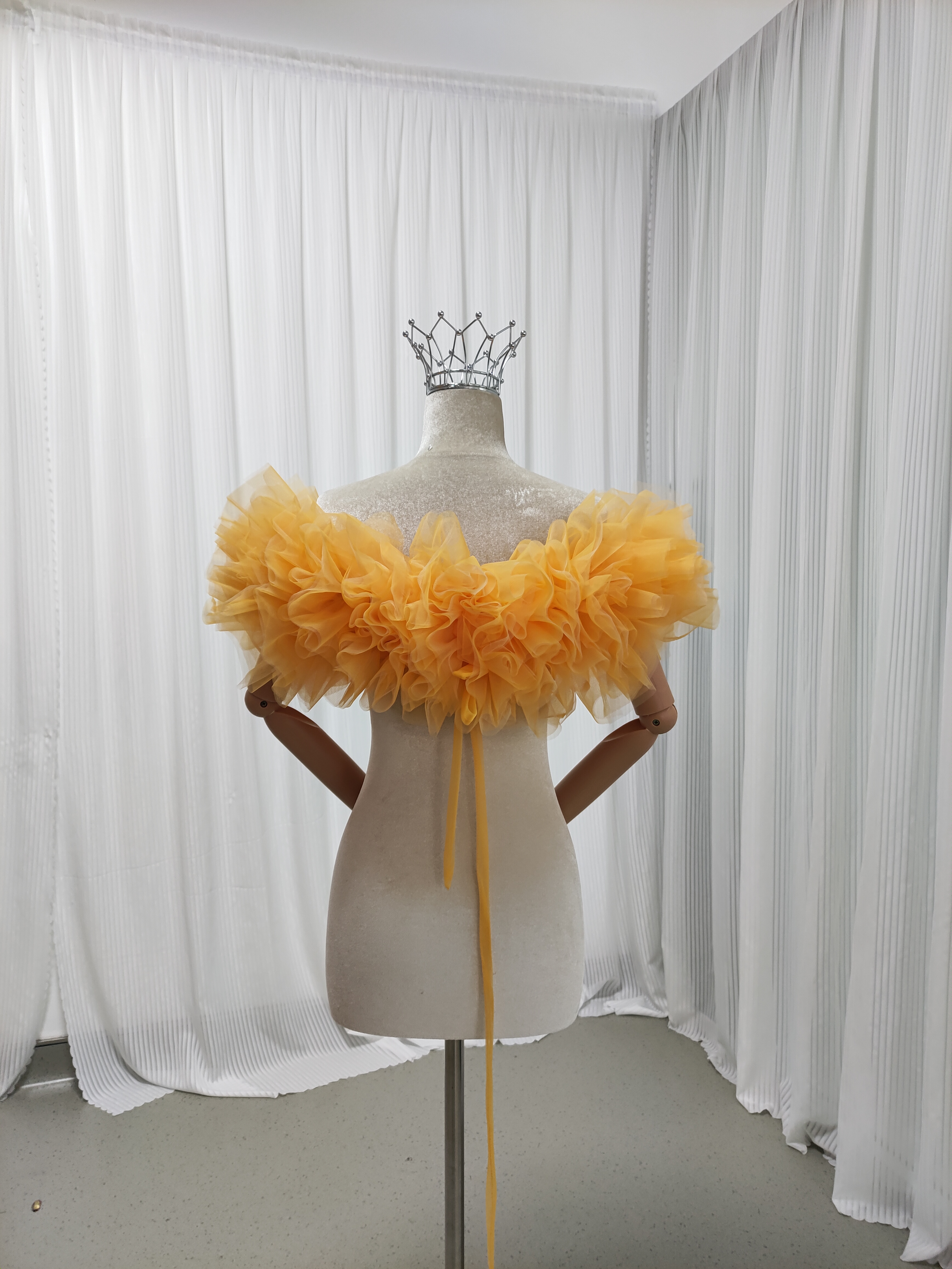 オフショルダー イエロー ソフトチュール 編み上げ 可愛い 優しい 花嫁