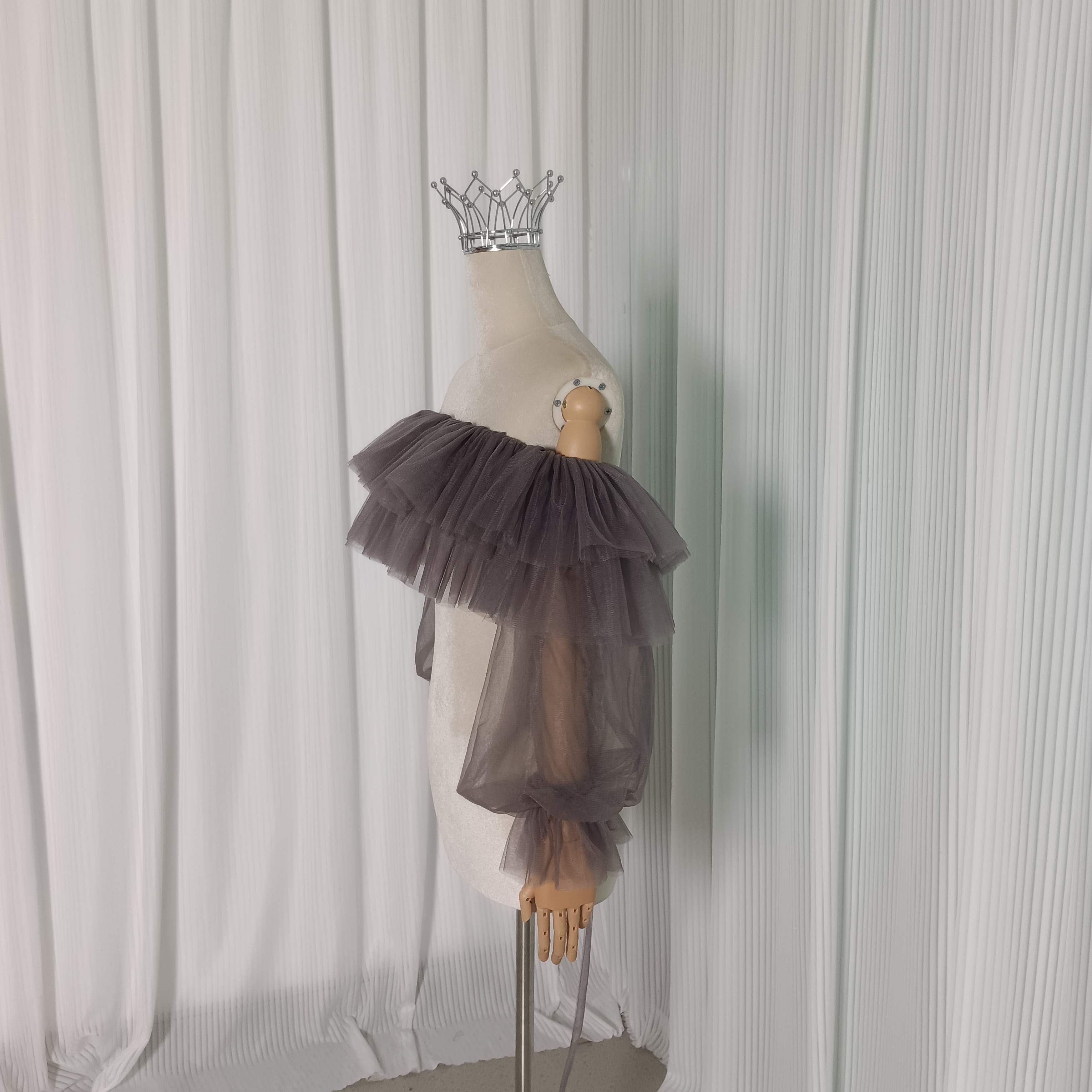 トップス パープル ロングスリーブ ソフトチュール ストレッチ 花嫁/ウェディングドレス