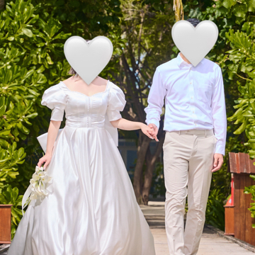 実例写真！ウエディングドレス パフスリーブ バックリボン プリンセスライン 編み上げ 挙式