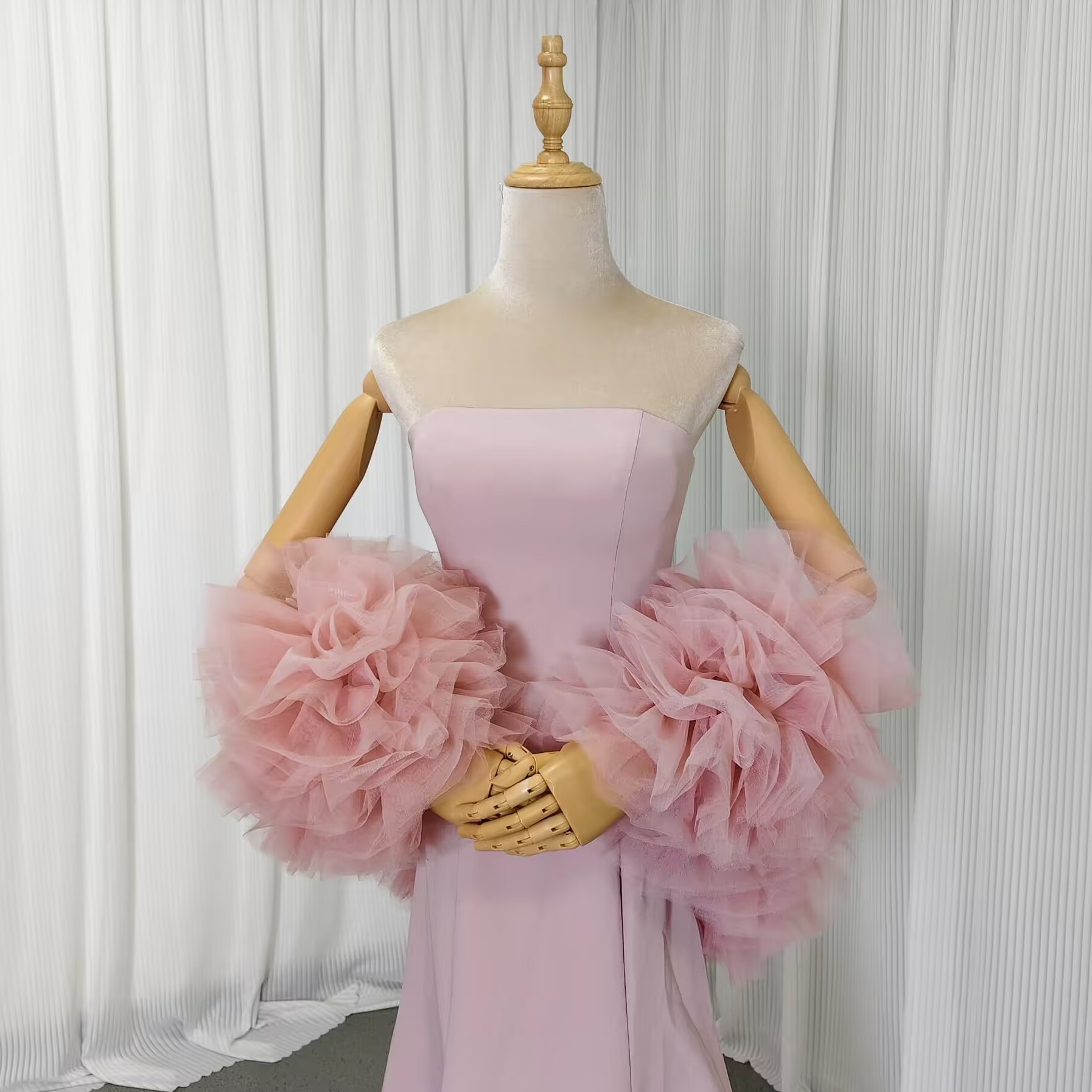 ポンチョのみ ソフトチュール ラッフルフリル ピンク 抜群におしゃれ度が際立つ オーダーメイド お色直し