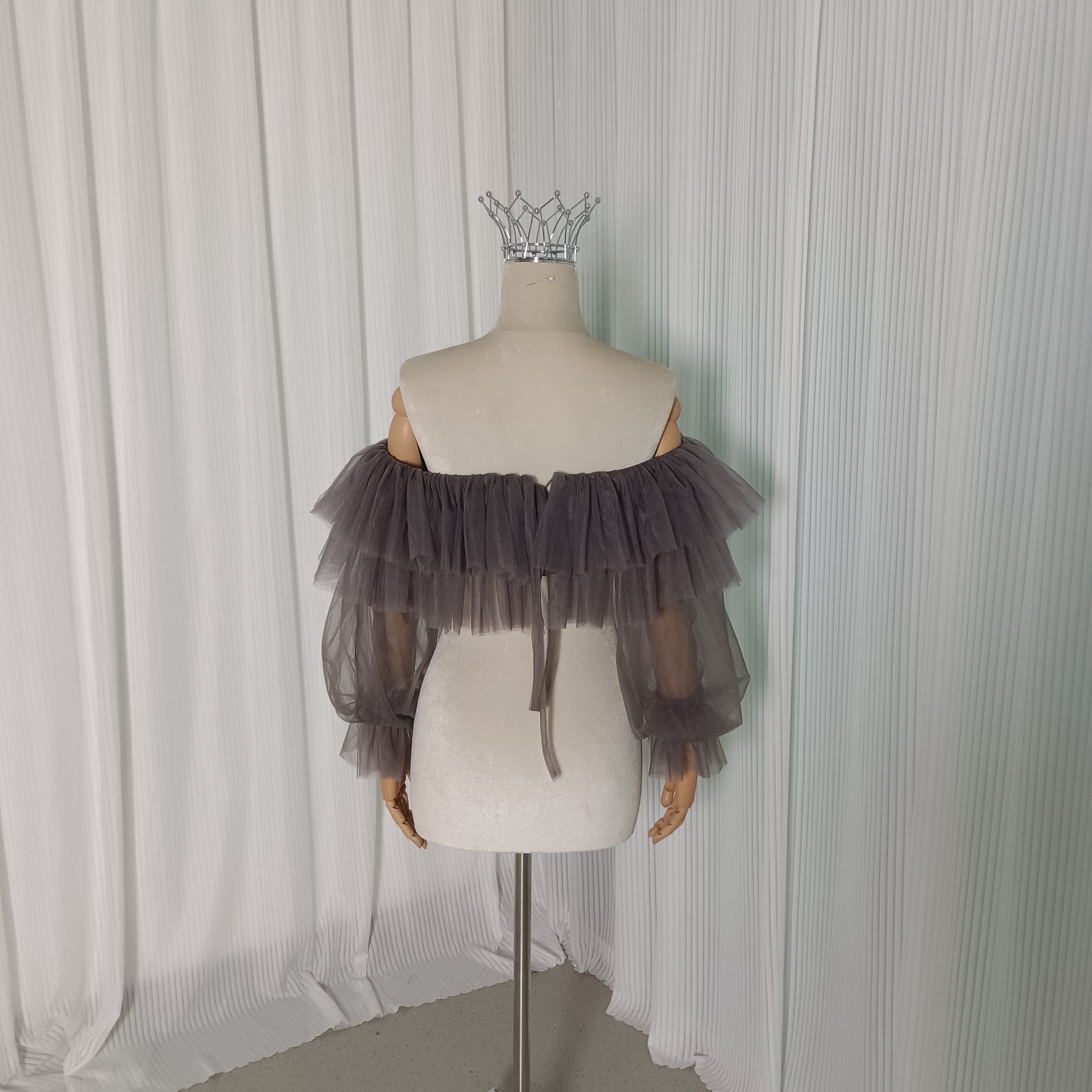 トップス パープル ロングスリーブ ソフトチュール ストレッチ 花嫁/ウェディングドレス