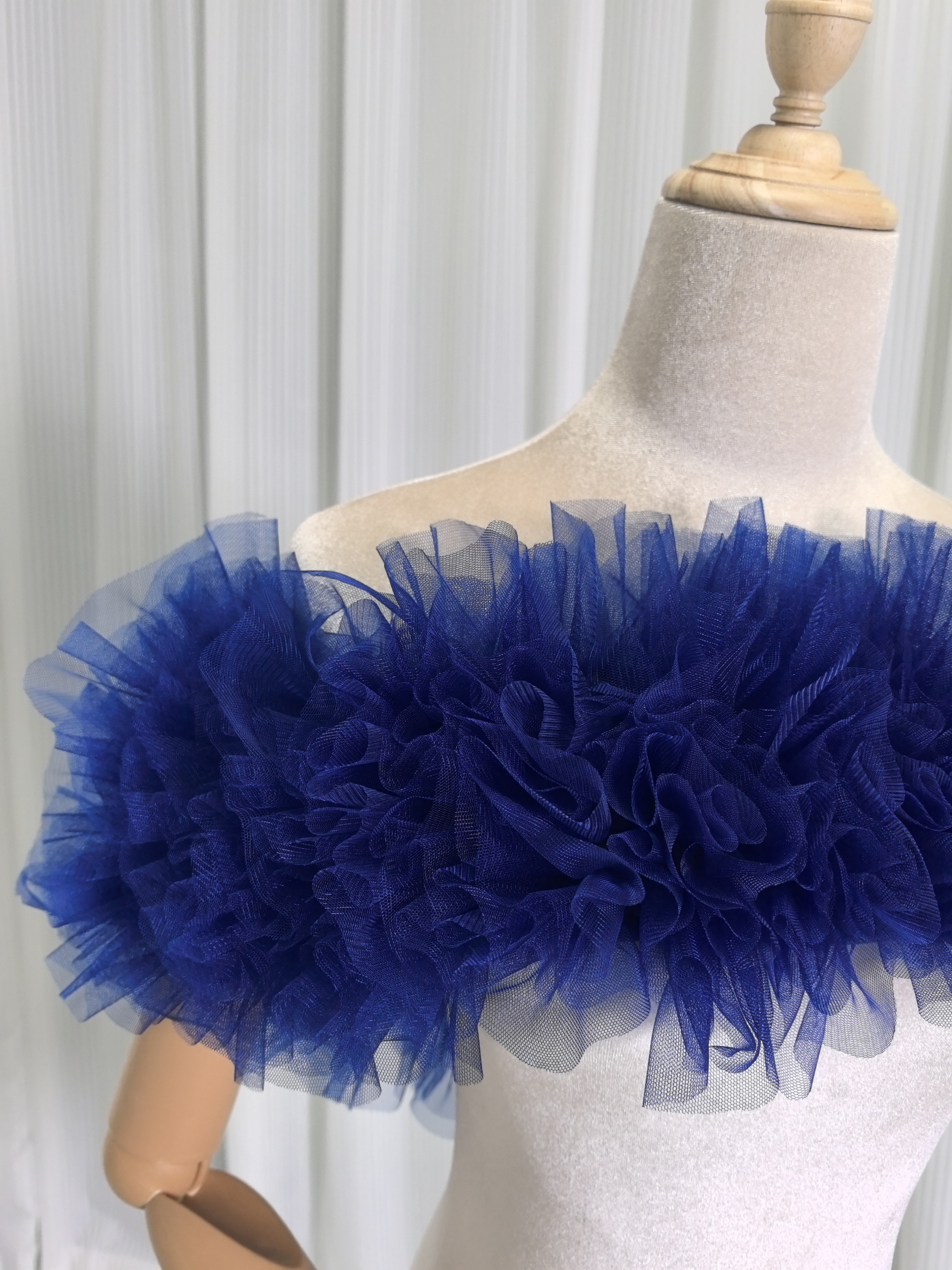 取り外しオフショルダー ネイビー ソフトチュール 編み上げ お色直し