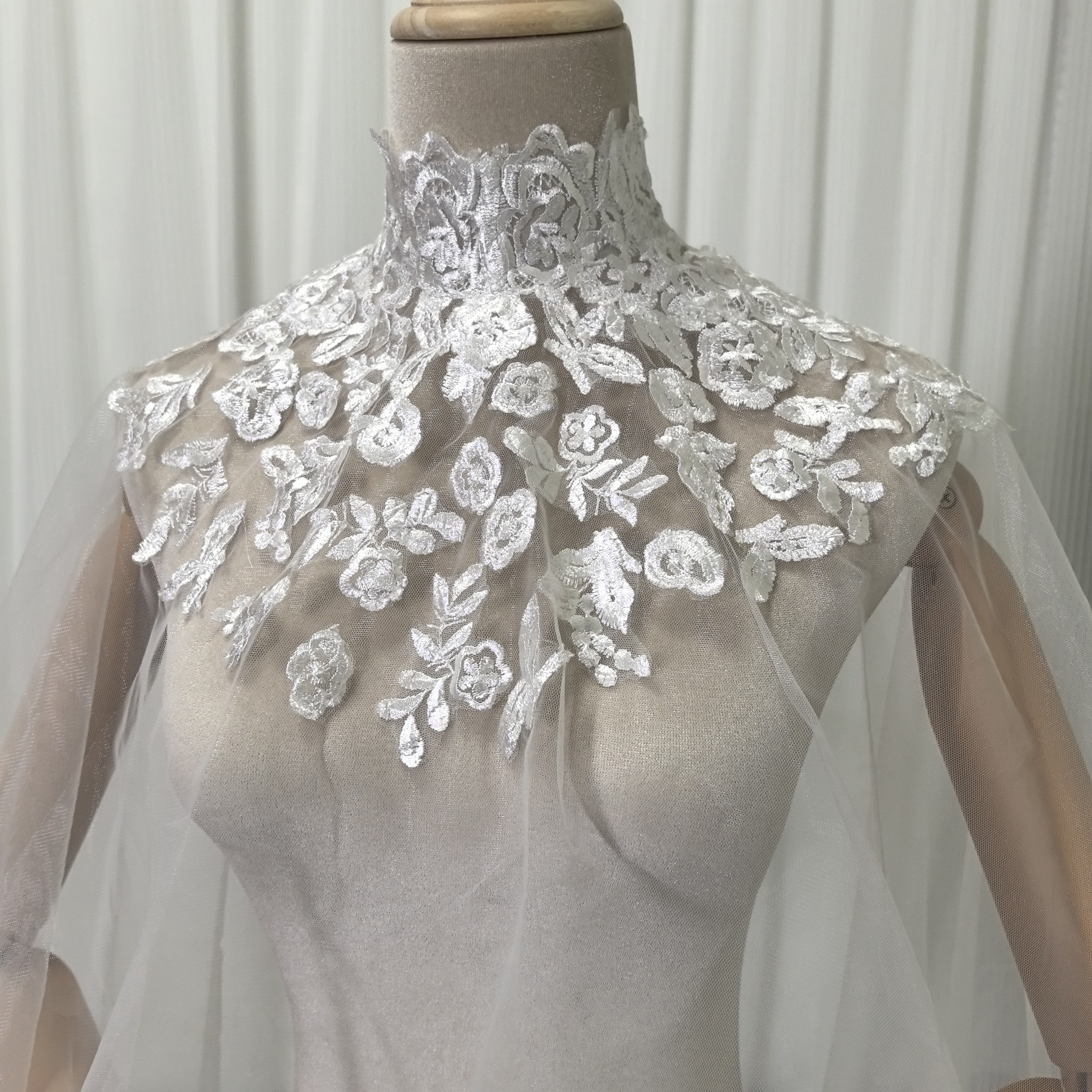 トップス ケープ風ボレロ ウエディングドレス ハイネック ショール ハンドメイド くるみボタン