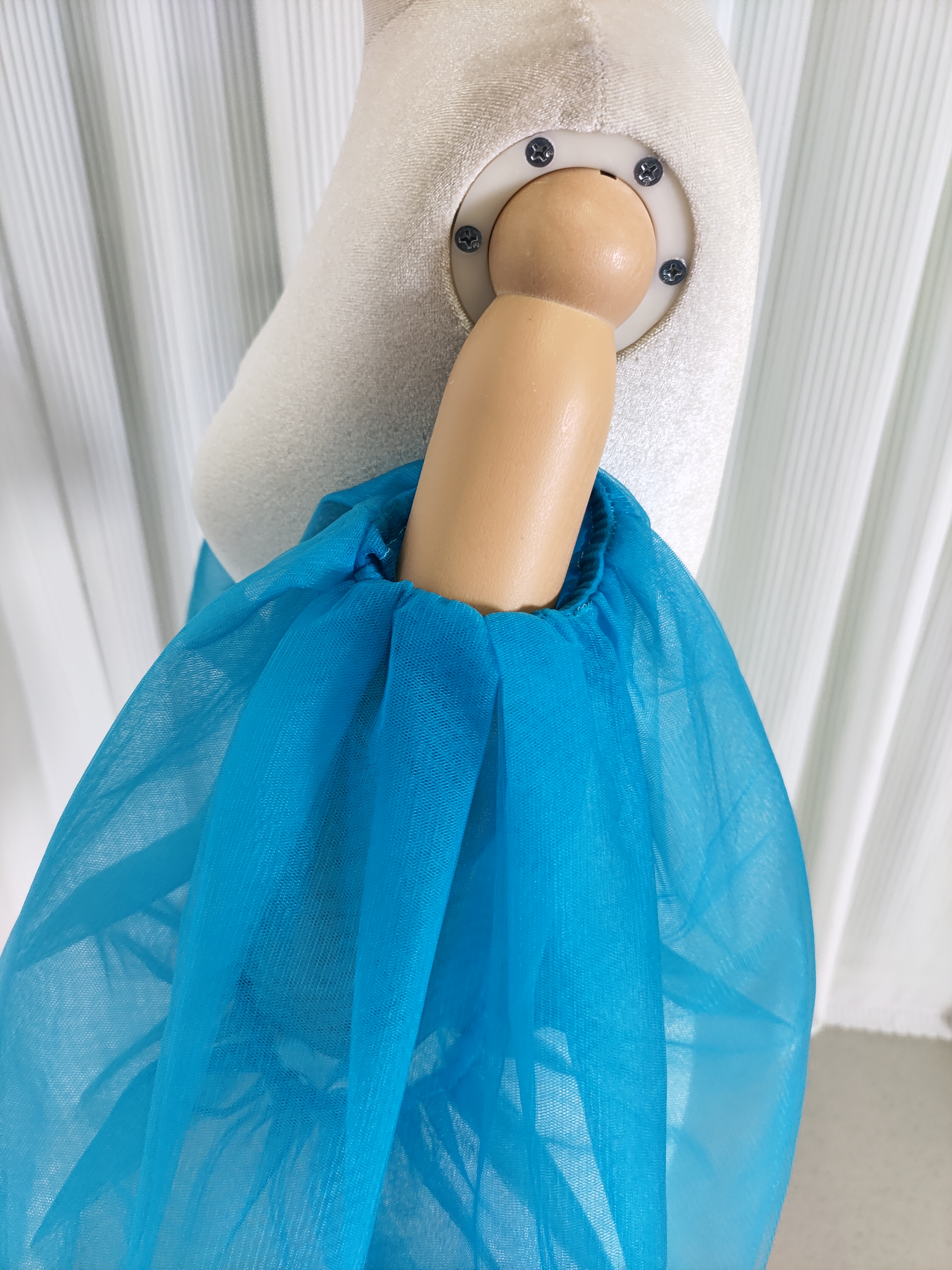 パフスリーブ 水色 ソフトチュール ストレッチ ブライダル 結婚式 前撮り 可愛い