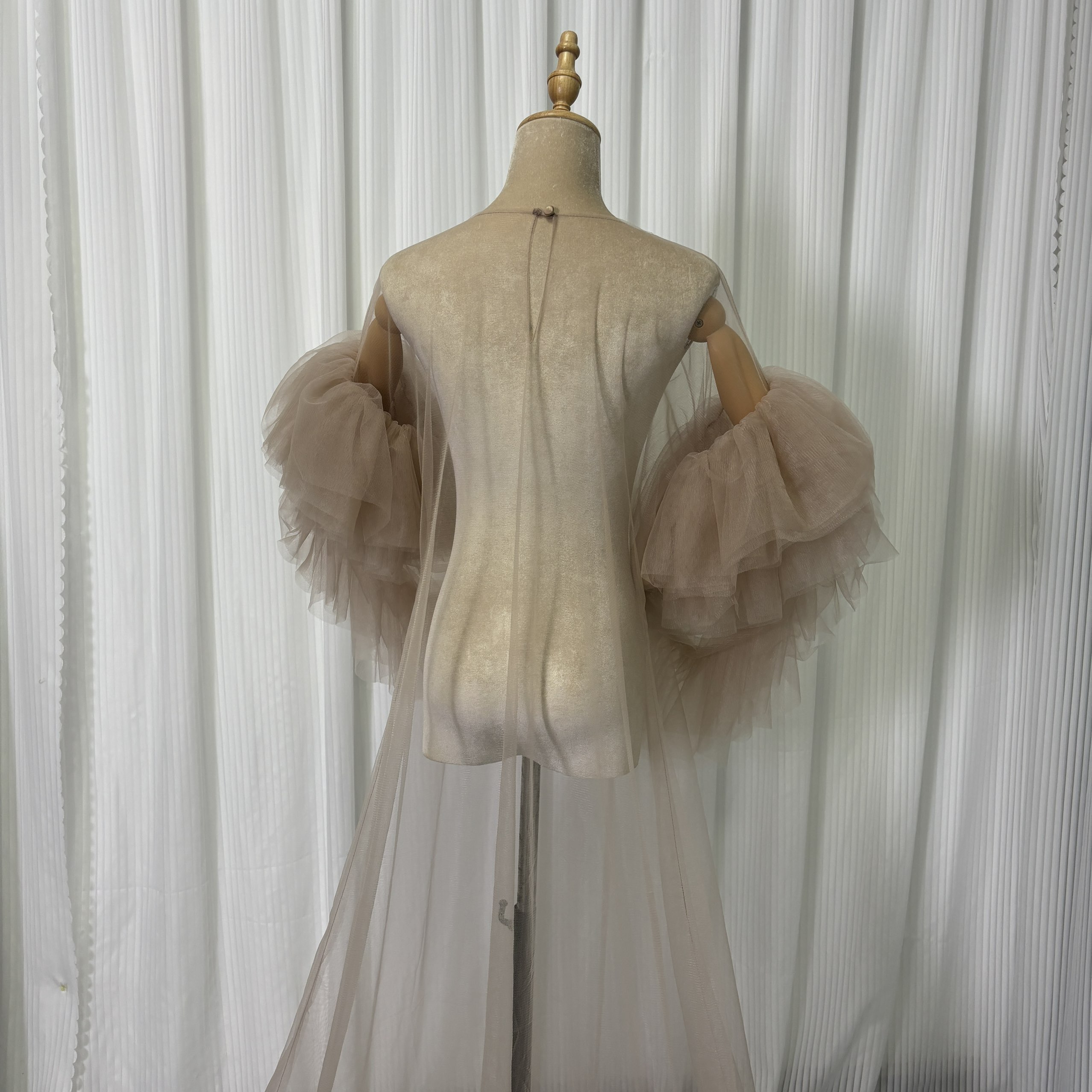 オーバードレス ブラウン 長袖 ラッフルフリル オートクチュール エレガント 前撮り