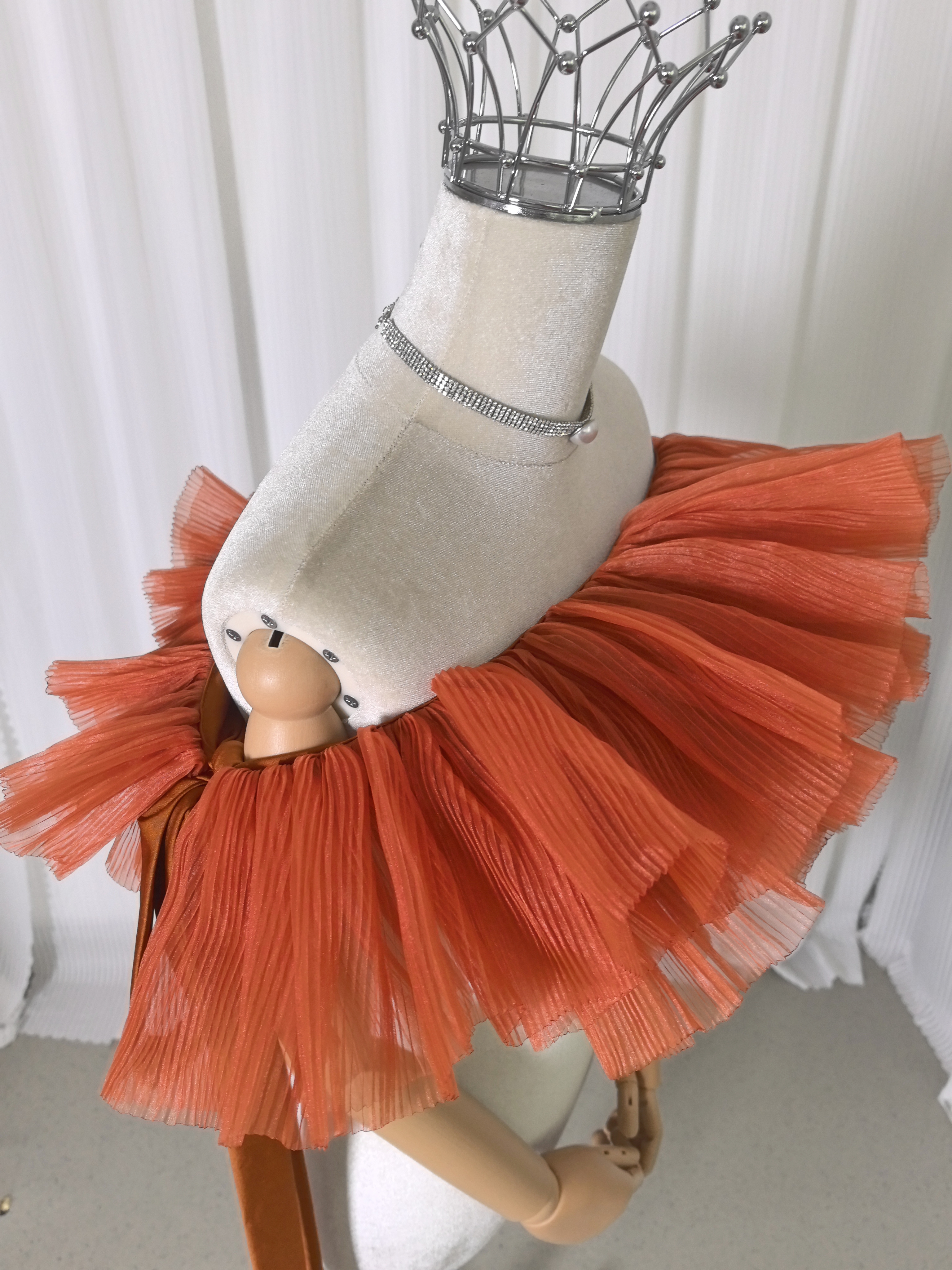 取り外しオフショルダー テラコッタ色 リボン 可愛い プリンセスライン 花嫁 前撮り