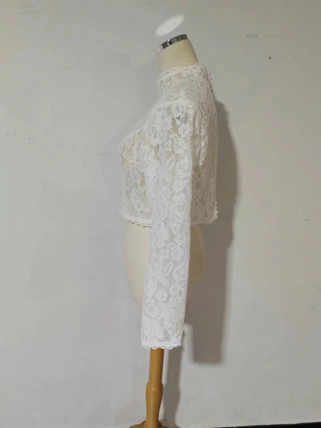 ウエディングドレス ボレロ ハイネック 3D立体レース刺繍 花嫁/ウェディングドレス