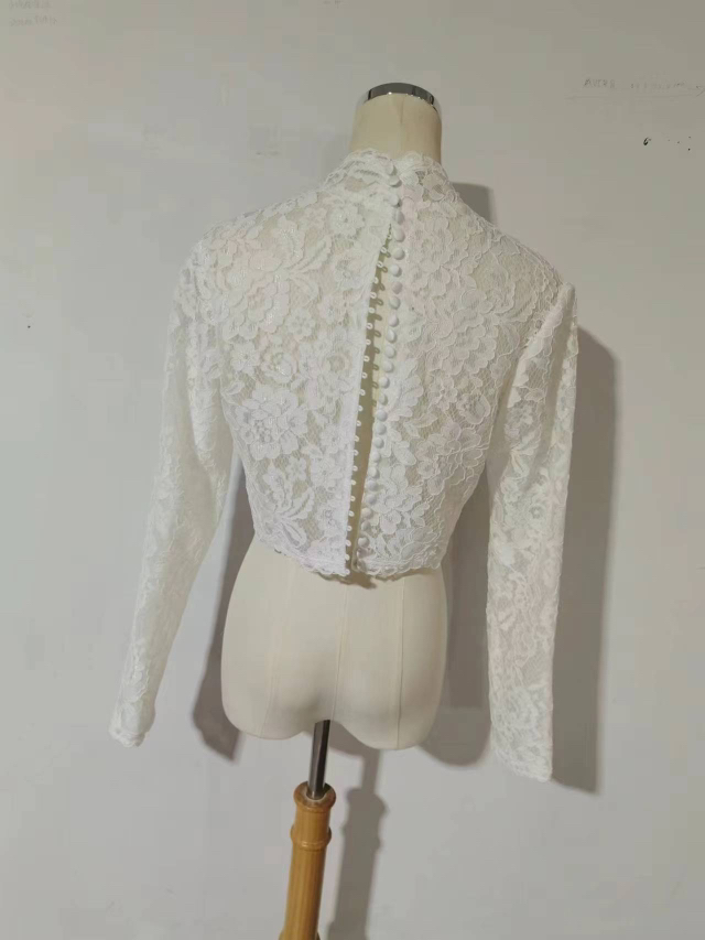 ウエディングドレス ボレロ ハイネック 3D立体レース刺繍 花嫁/ウェディングドレス