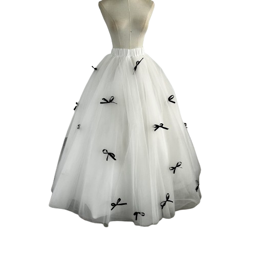 スカート リボン ストレッチ オフホワイト ロング 花嫁/ウェディングドレス