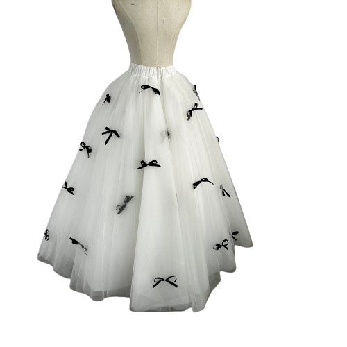 スカート リボン ストレッチ オフホワイト ロング 花嫁/ウェディングドレス