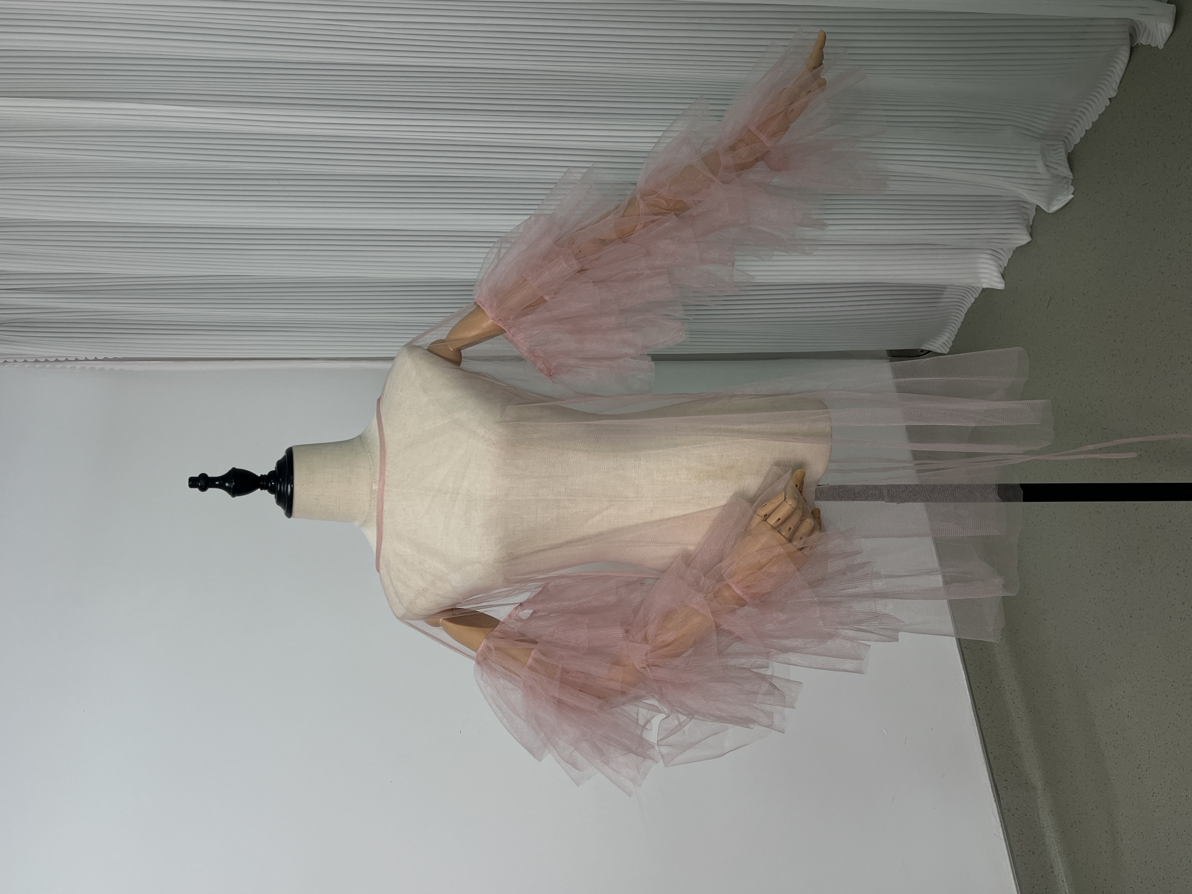 トップス くすみピンク ふわふわ袖 色直し ラッフルフリル オーダーメイド 花嫁 披露宴