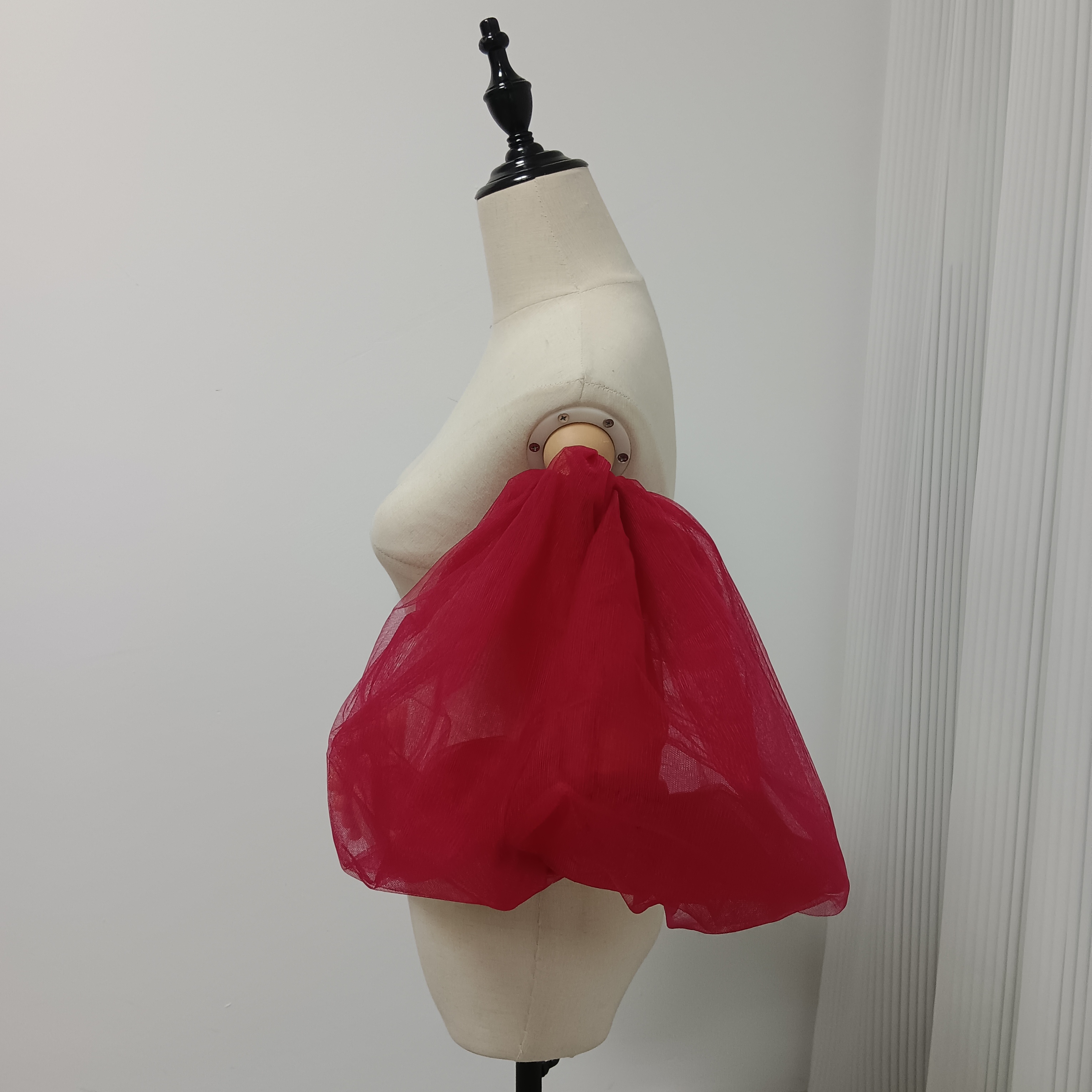 パフスリーブ 取り外し袖 ビビッドピンク ストレッチ 可愛い ウエディングドレス 前撮り