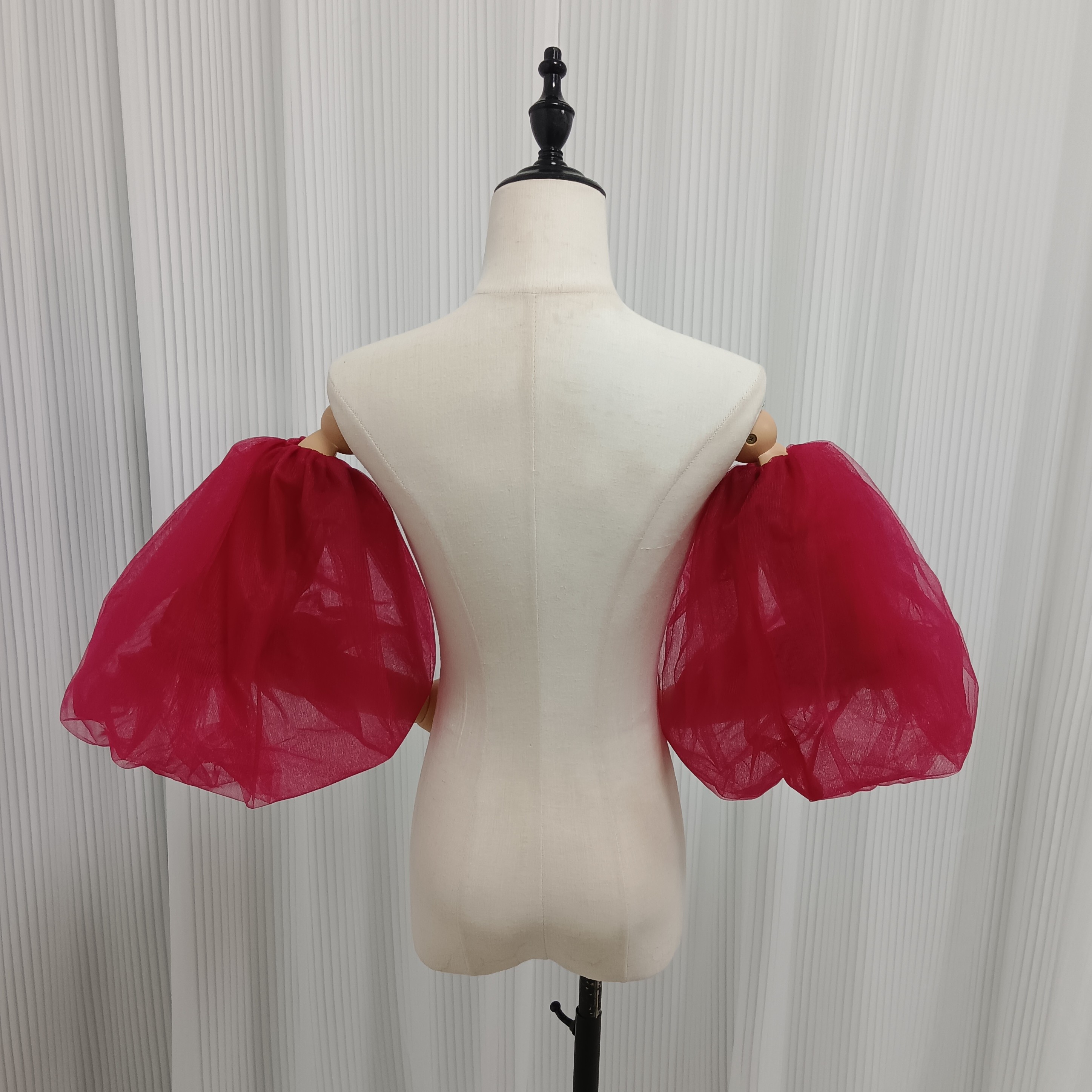 パフスリーブ 取り外し袖 ビビッドピンク ストレッチ 可愛い ウエディングドレス 前撮り