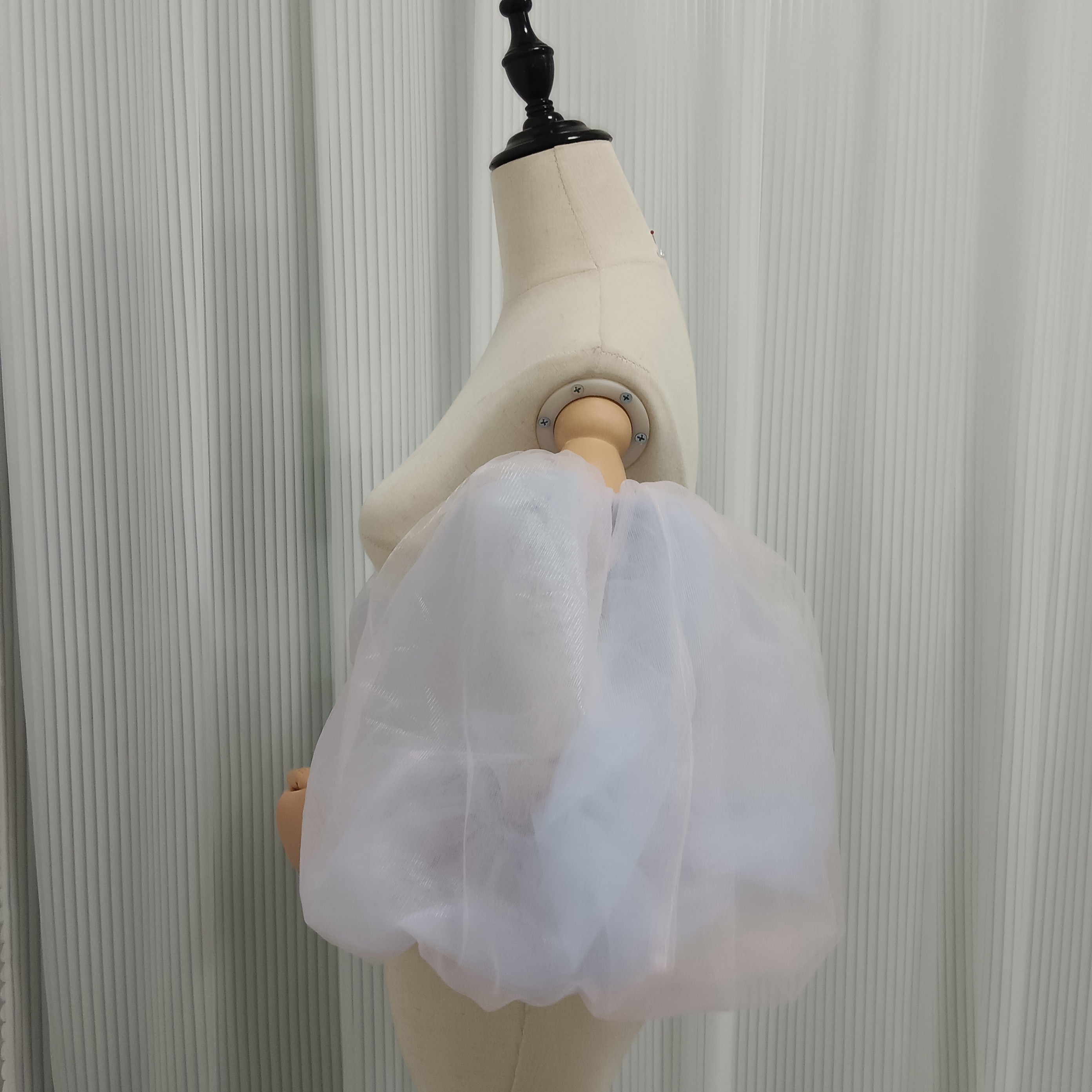 可愛い 取り外し袖 パフスリーブ 薄青 ピンク ストレッチ 色直し