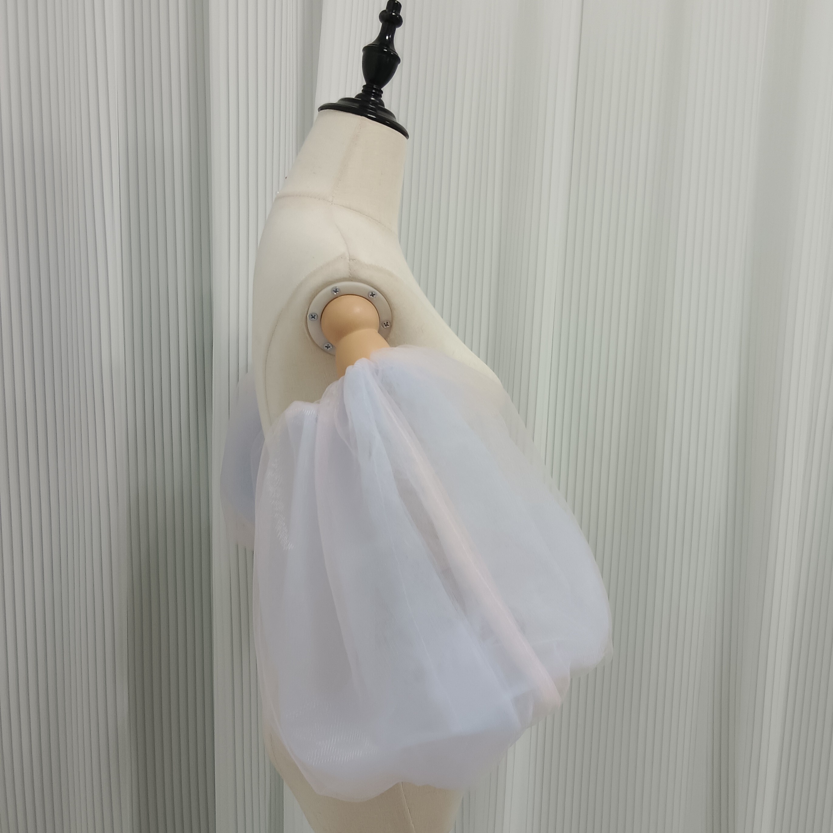 可愛い 取り外し袖 パフスリーブ 薄青 ピンク ストレッチ 色直し