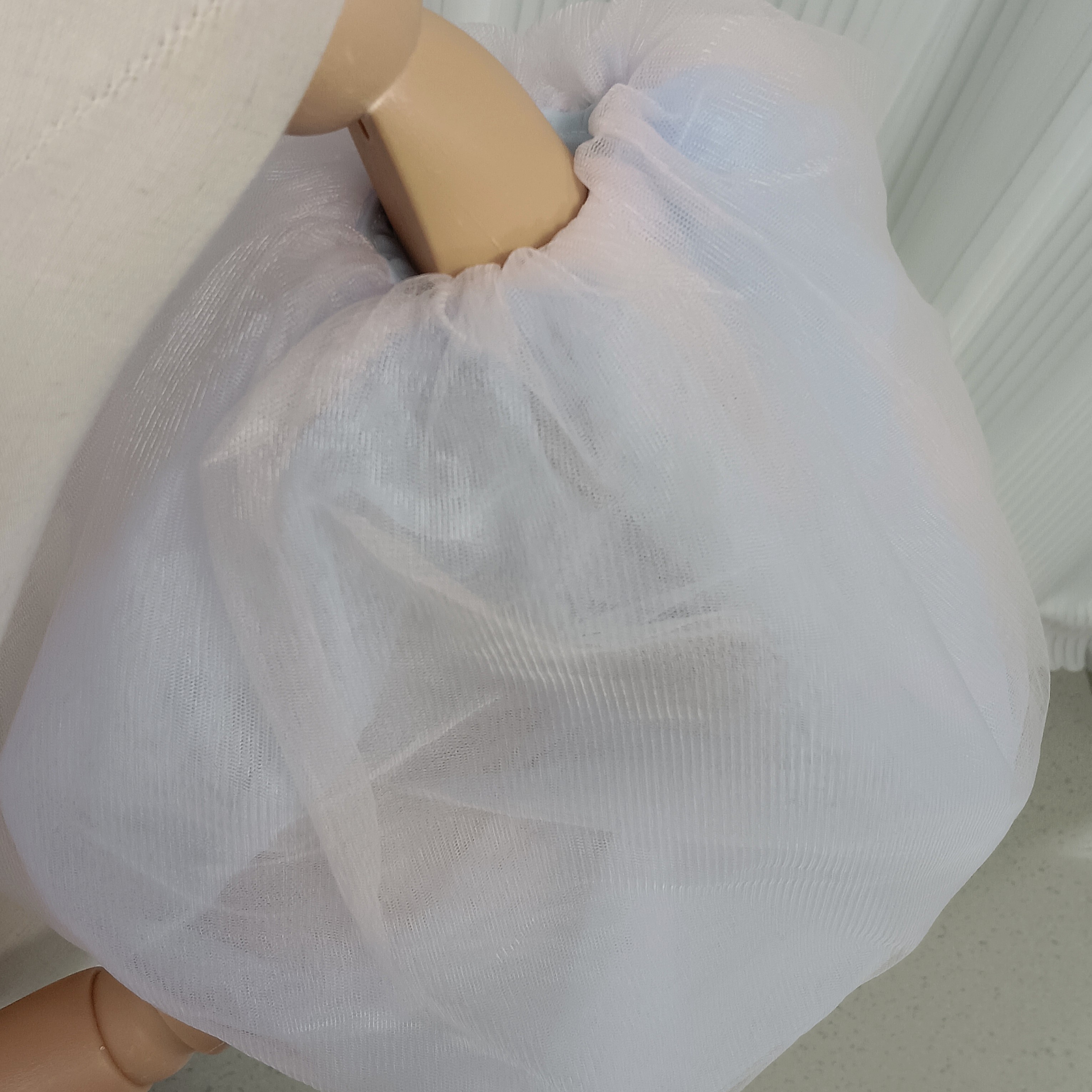 可愛い 取り外し袖 パフスリーブ 薄青 ピンク ストレッチ 色直し