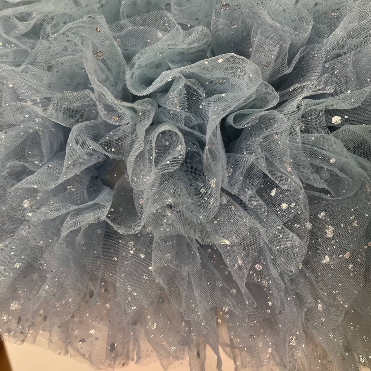 可愛い 薄青 オフショルダー キラキラチュール 編み上げ 前撮り