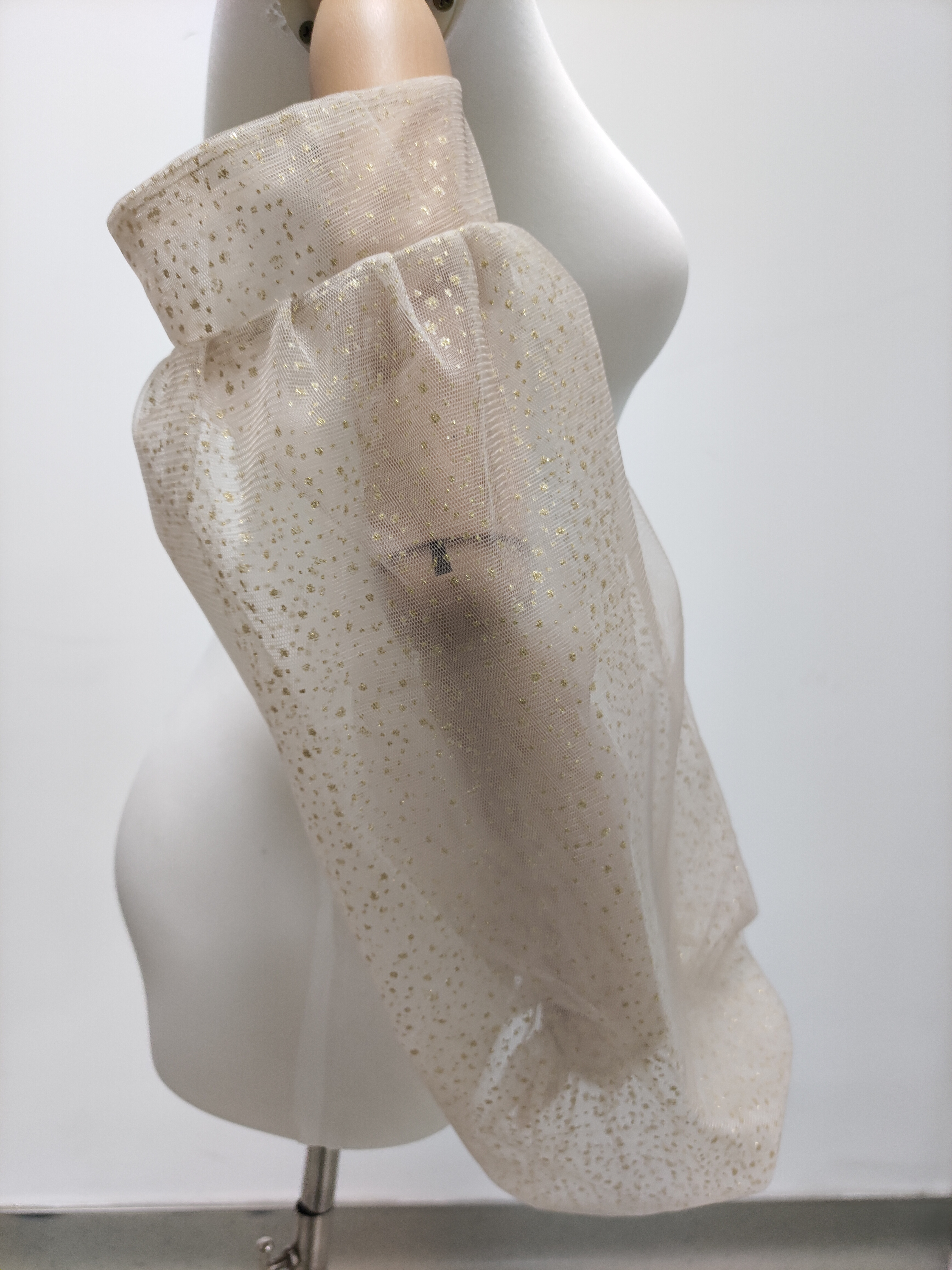 ロングスリーブ 取り外し袖 シースルー キラキラグリッターチュール 花嫁/前撮り