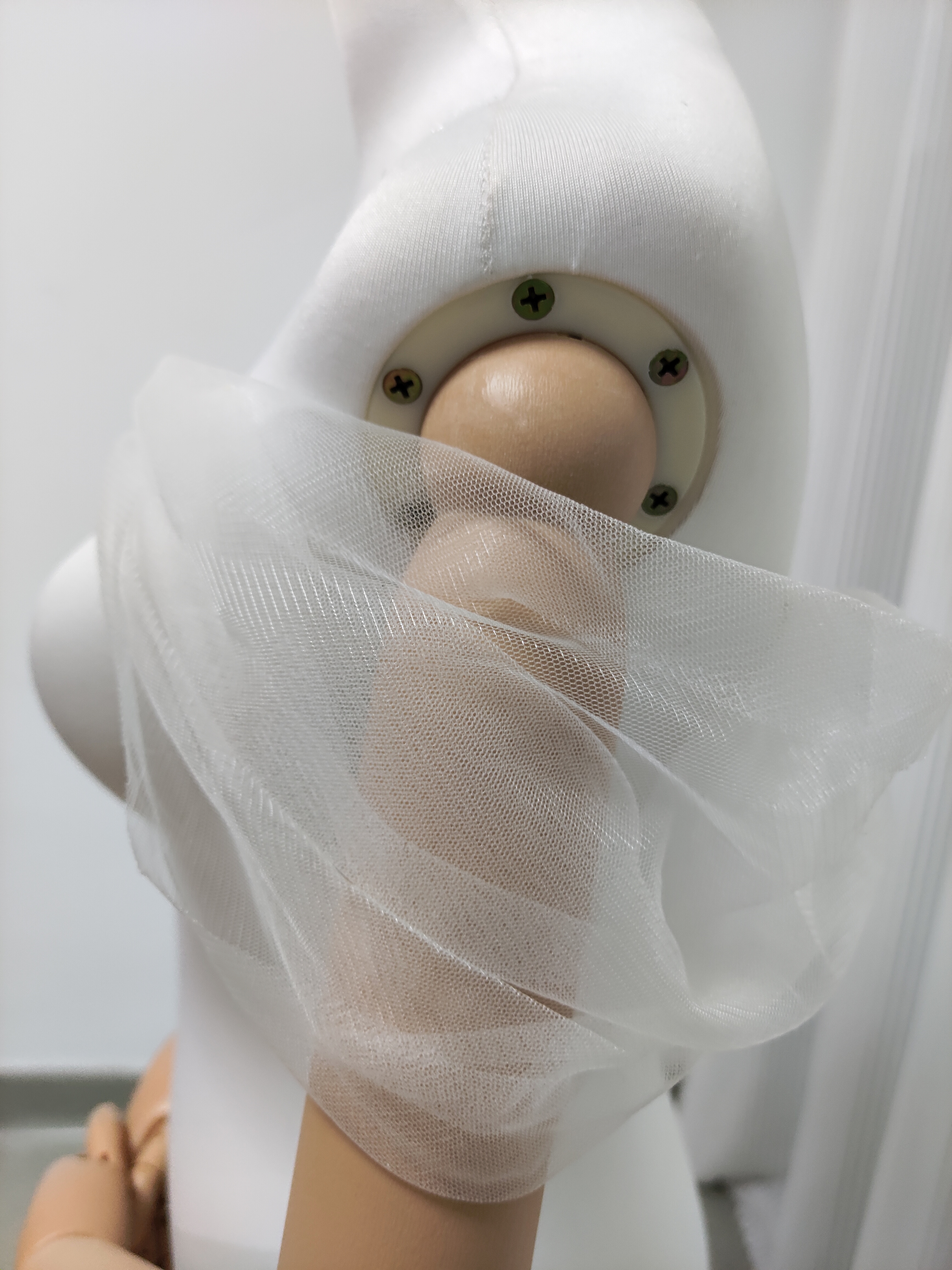 取り外しオフショルダー オフホワイト 可愛い シースルー 花嫁/ウェディングドレス