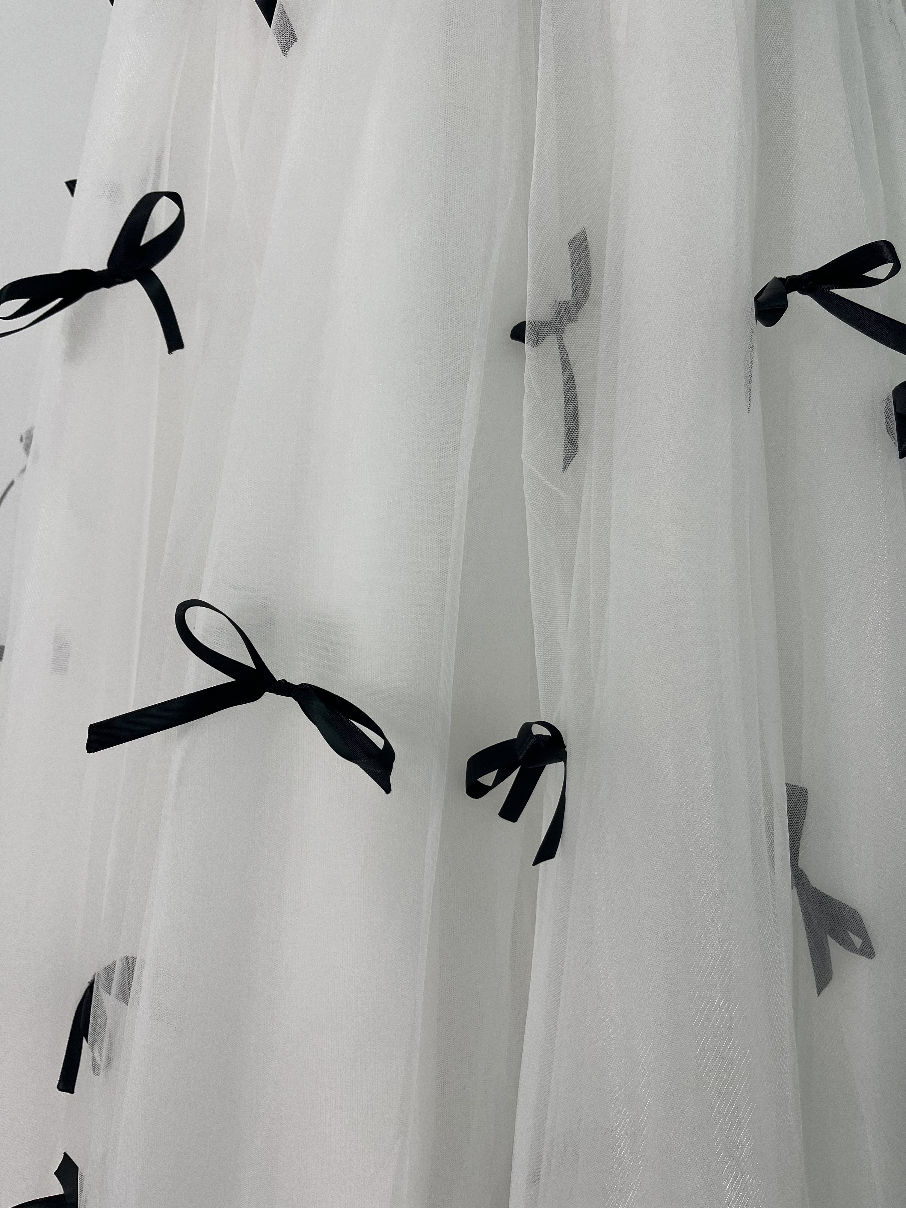 美品！オーバースカート スカート リボン ストレッチ オフホワイト ロング 花嫁/ウェディングドレス