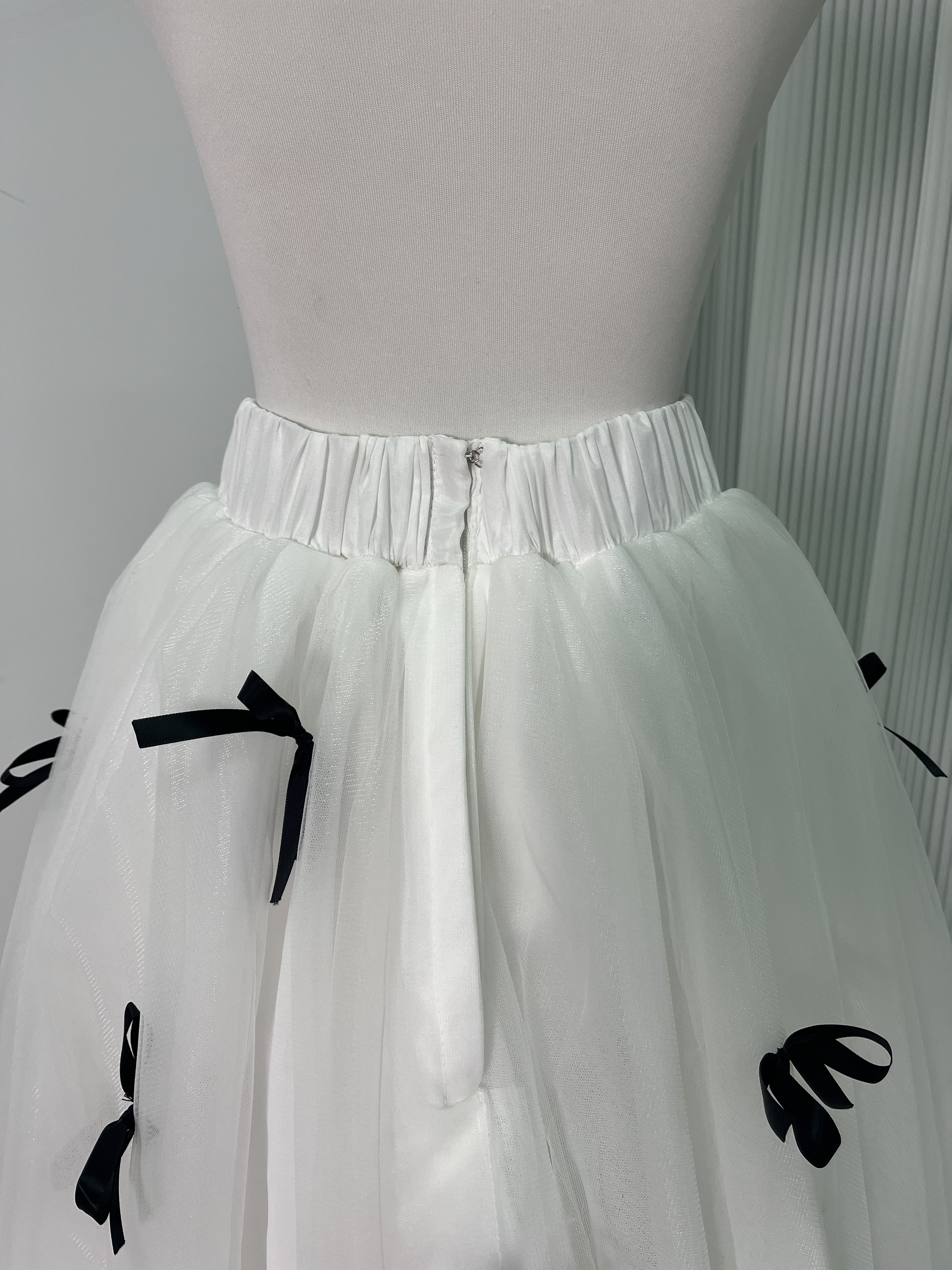 美品！オーバースカート スカート リボン ストレッチ オフホワイト ロング 花嫁/ウェディングドレス