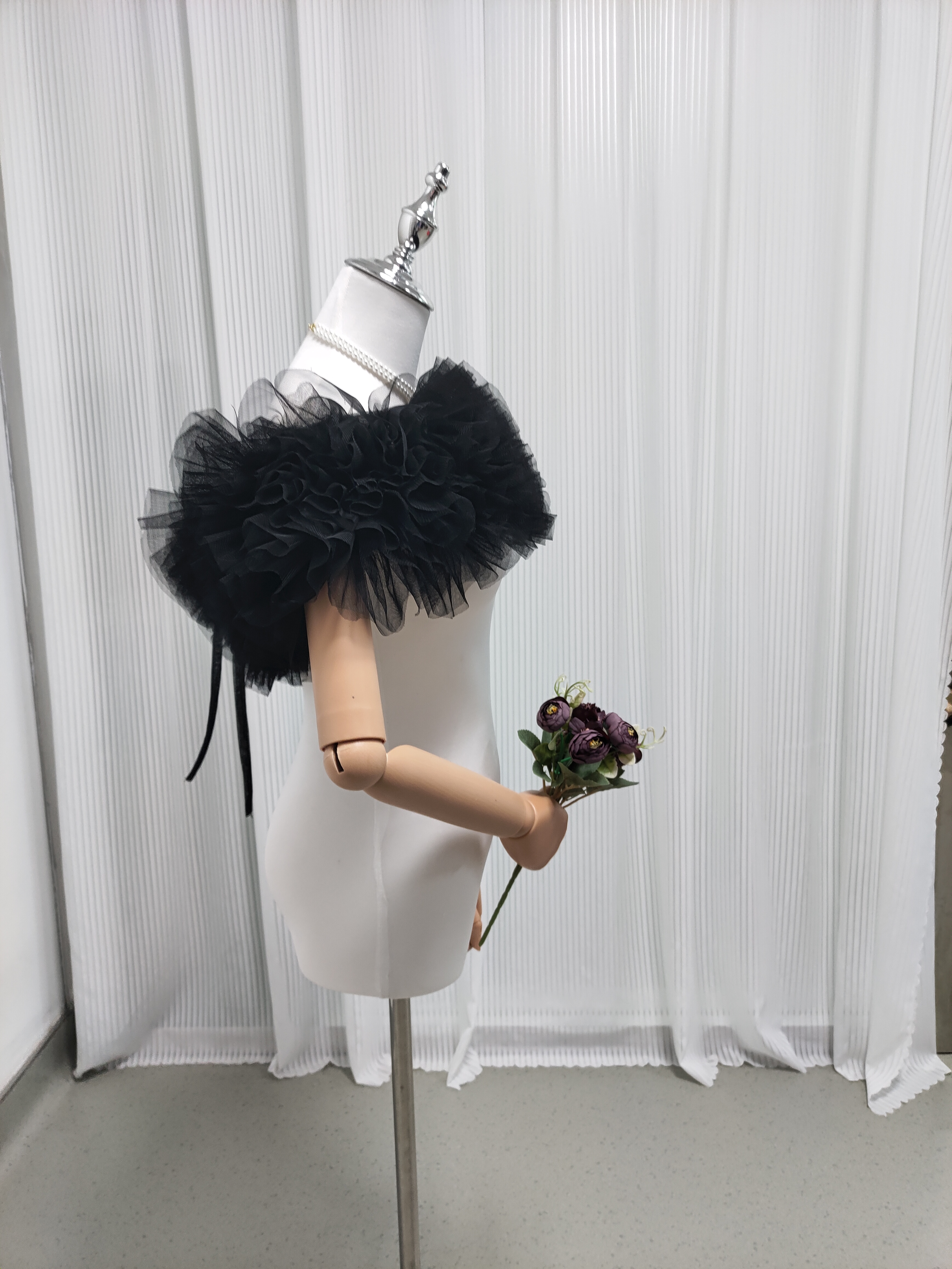 オフショルダー 取り外し ブラック ストレッチ ソフトチュール 可愛い 花嫁/前撮り