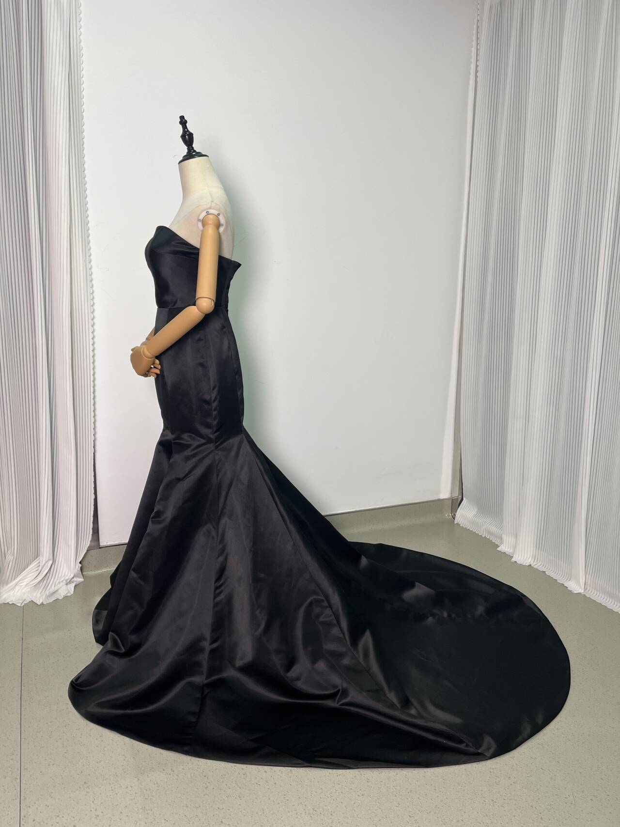 エレガント ブラック パーティードレス マーメイドライン ベアトップ ファスナー 演奏会/音楽会