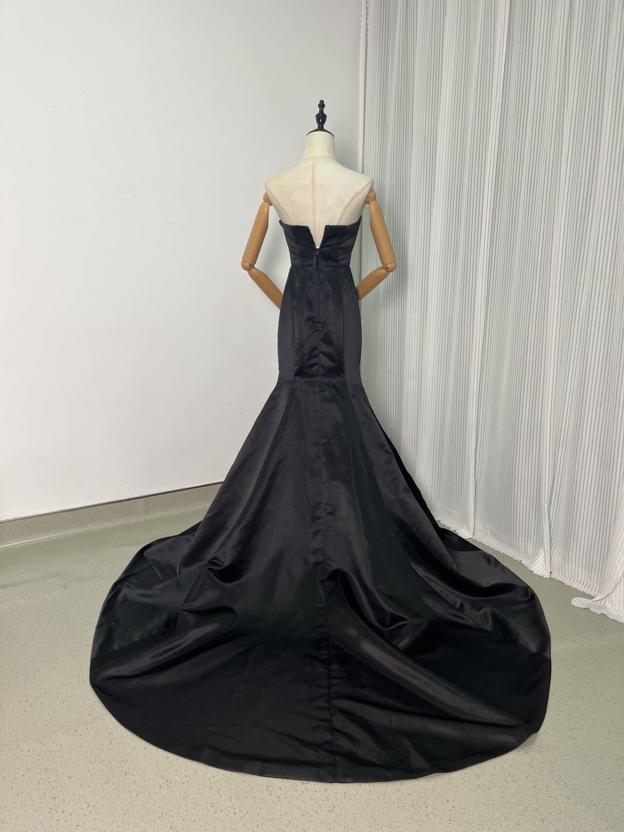 エレガント ブラック パーティードレス マーメイドライン ベアトップ ファスナー 演奏会/音楽会