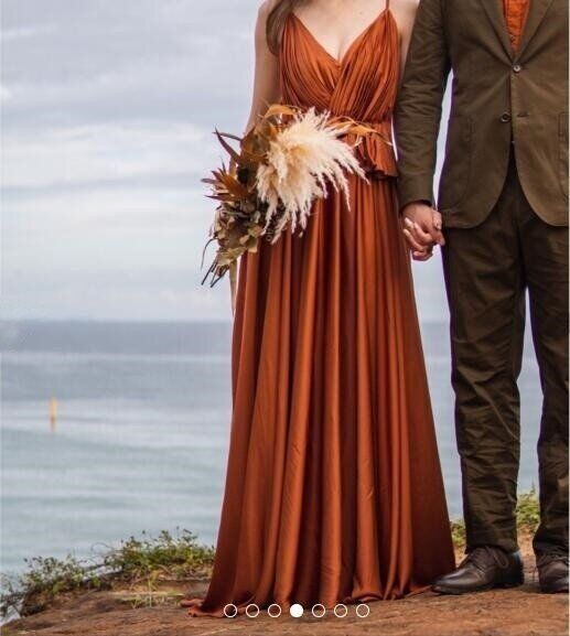 ドレスプロダクション　Vネック　テラコッタ　キャミソールドレス(B01) DRESS PRODUCTION テラコッタドレスMサイズ Vネック テラコッタ