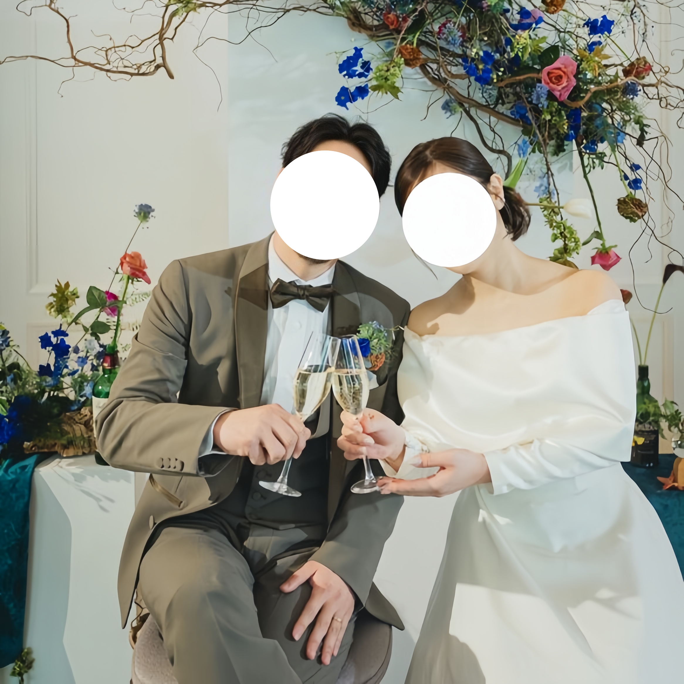 実例写真！オフショルダー トップス ロングスリーブ ファスナー エレガント 花嫁/ウェディングドレス