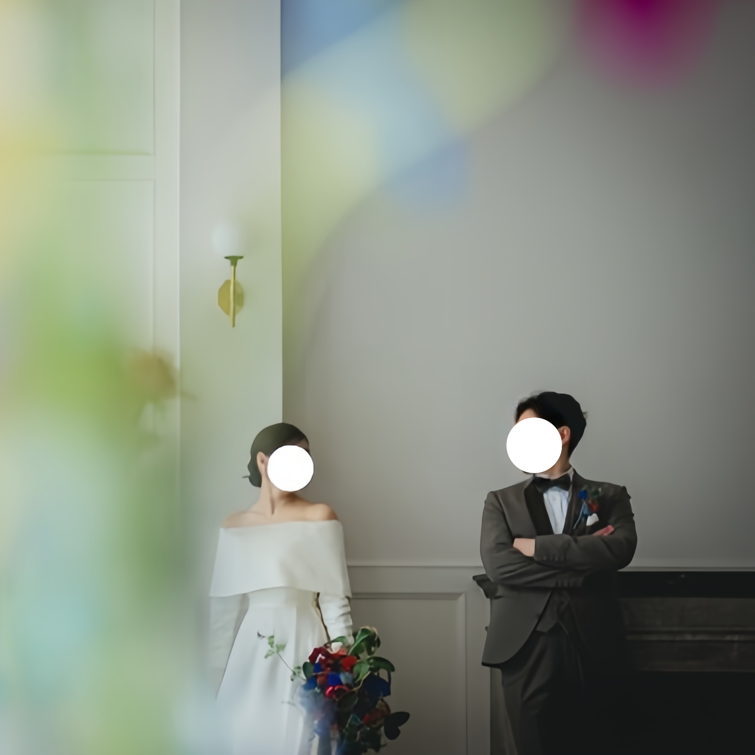 実例写真！オフショルダー トップス ロングスリーブ ファスナー エレガント 花嫁/ウェディングドレス