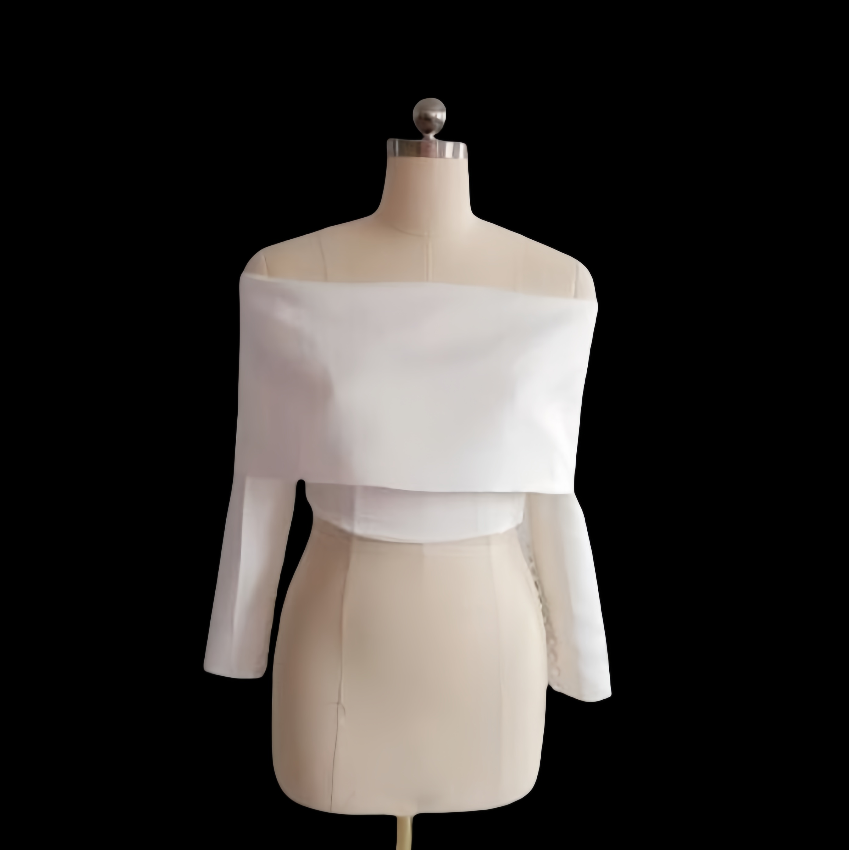 実例写真！オフショルダー トップス ロングスリーブ ファスナー エレガント 花嫁/ウェディングドレス