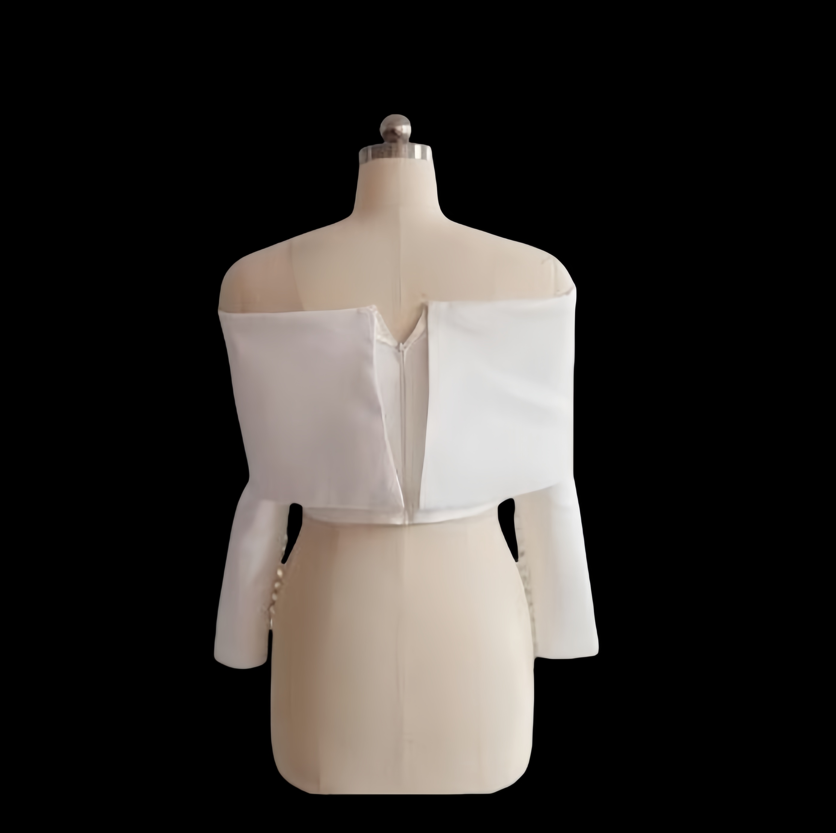 実例写真！オフショルダー トップス ロングスリーブ ファスナー エレガント 花嫁/ウェディングドレス