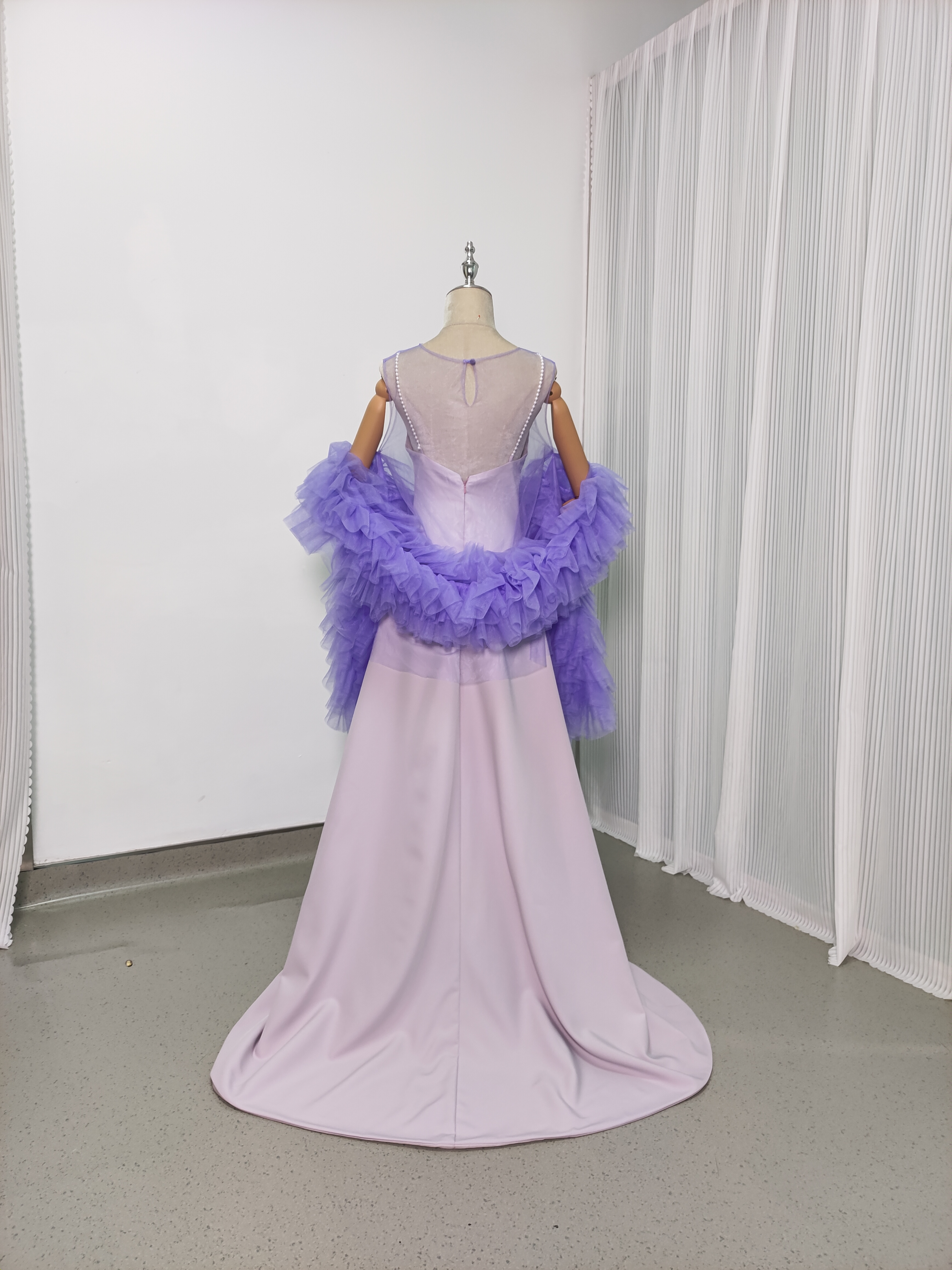 人気上昇！2ways パーティードレス パープル キャミソール ソフトチュール 前撮り 二次会
