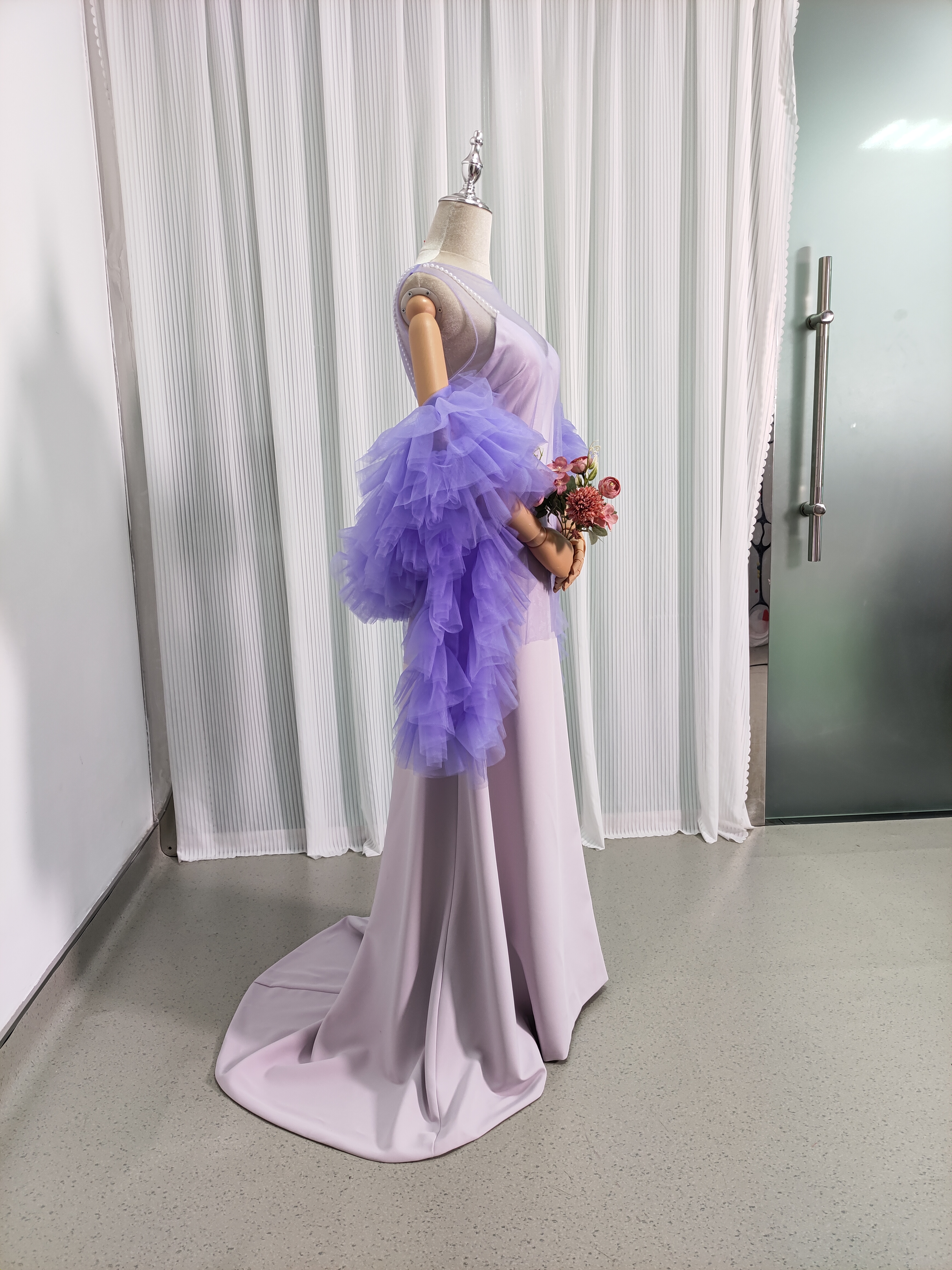 人気上昇！2ways パーティードレス パープル キャミソール ソフトチュール 前撮り 二次会