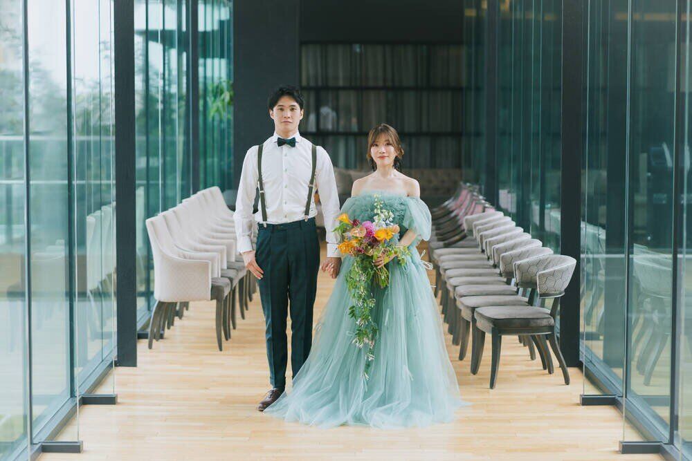 セパレートドレス ウエディング 二次会 花嫁 グリーン