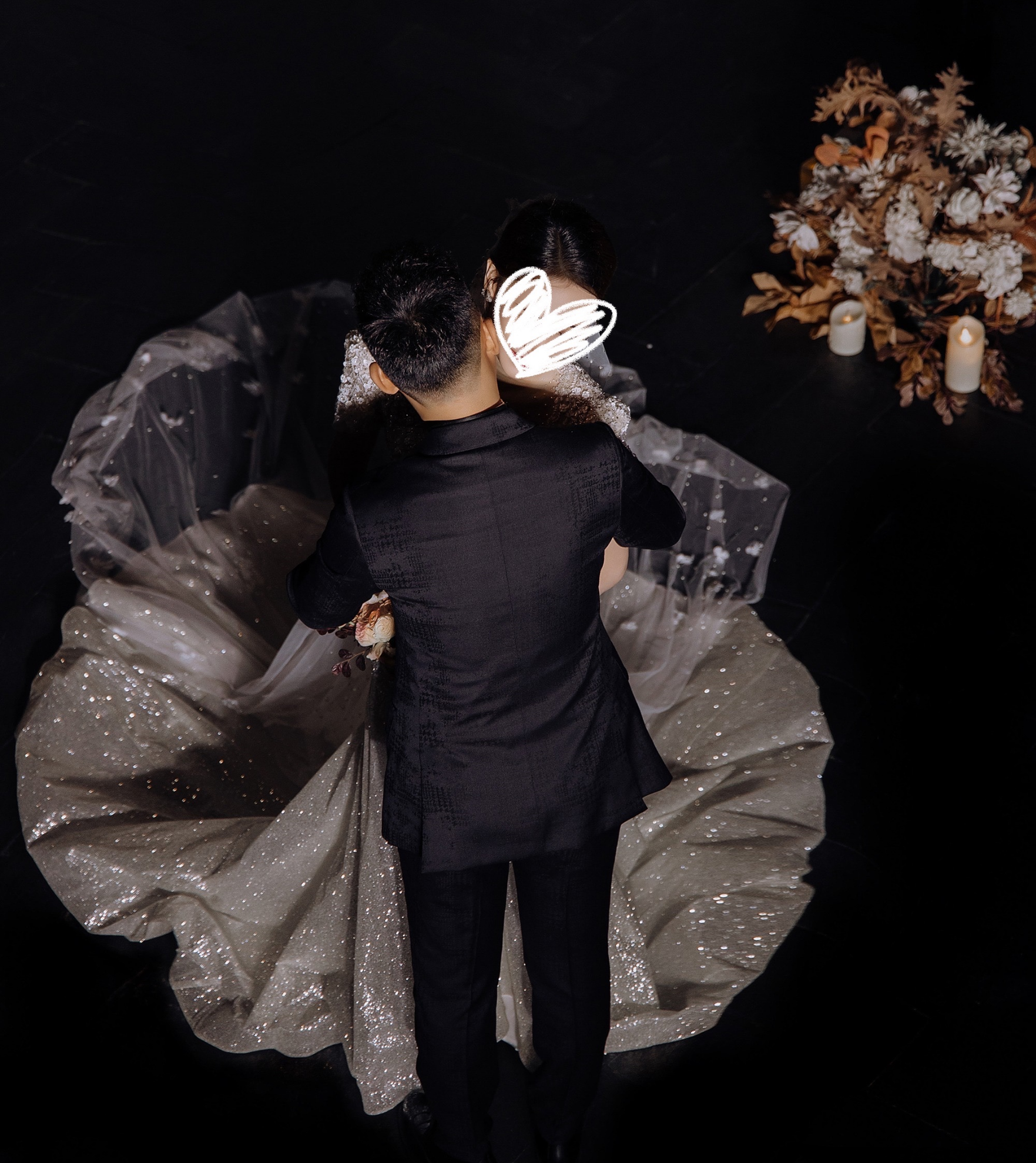 華やか 韓国風ドレス ビジュードレス キラキラチュール 短袖 マーメイドライン 結婚式 拳式