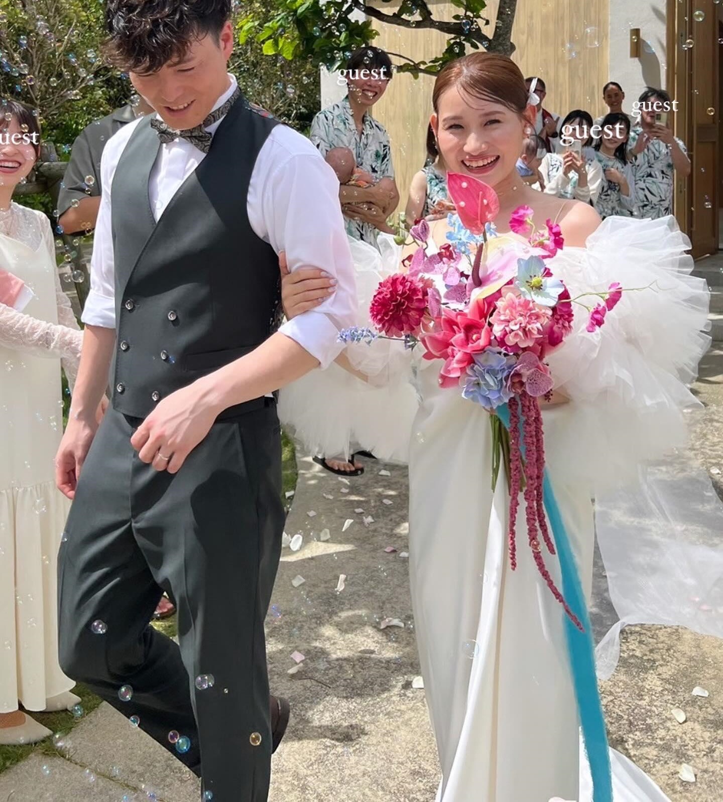 実例写真！ドレスアレンジ用トップスのみ オフホワイト ソフトチュール ベール風ポンチョ 花嫁 前撮り